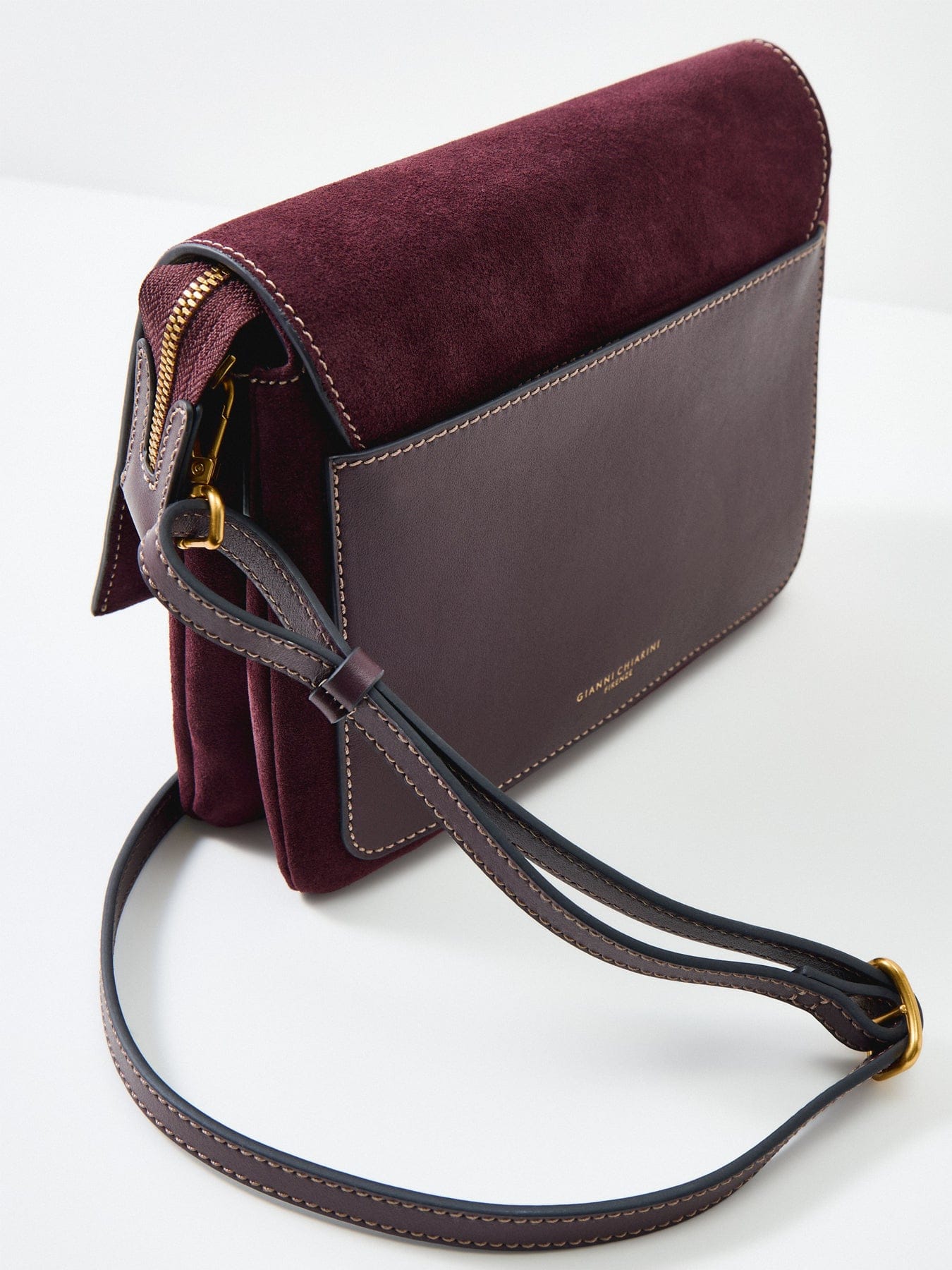 Gianni Chiarini Three Suede Small Crossbody Bag Burgundy