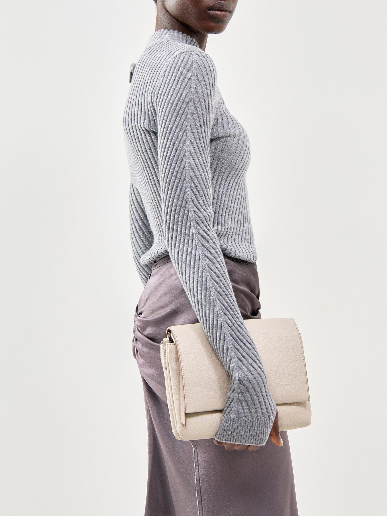 Gianni Chiarini Three Leather Small Crossbody Lamb Cream
