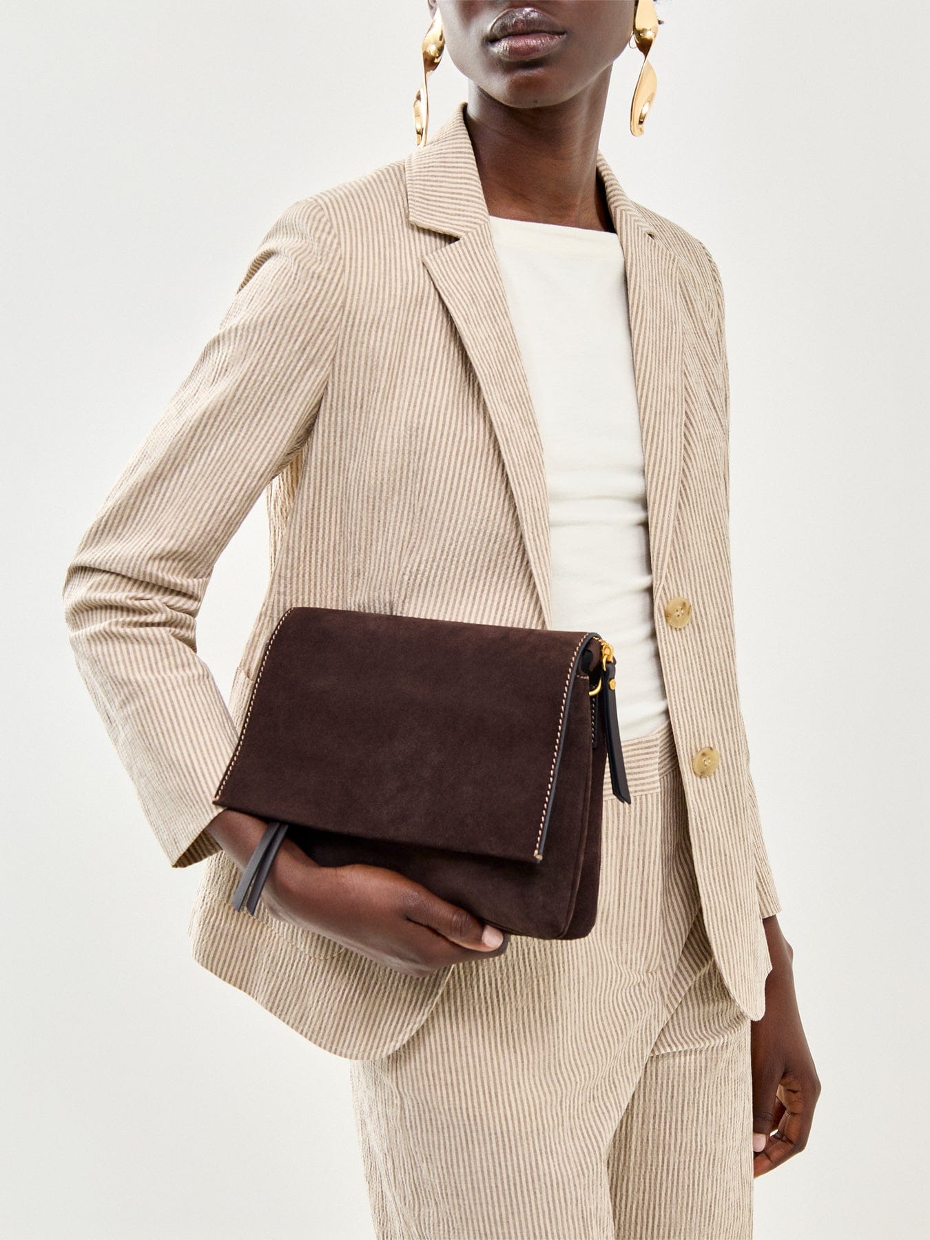 Gianni Chiarini Three Suede Small Crossbody Bag Brown