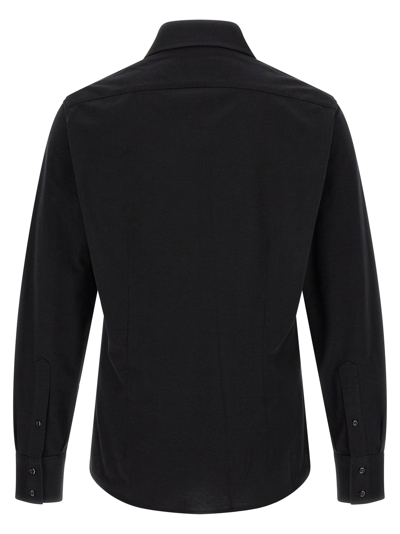 Brunello Cucinelli Cotton Piquet French Collar Shirt — Black
