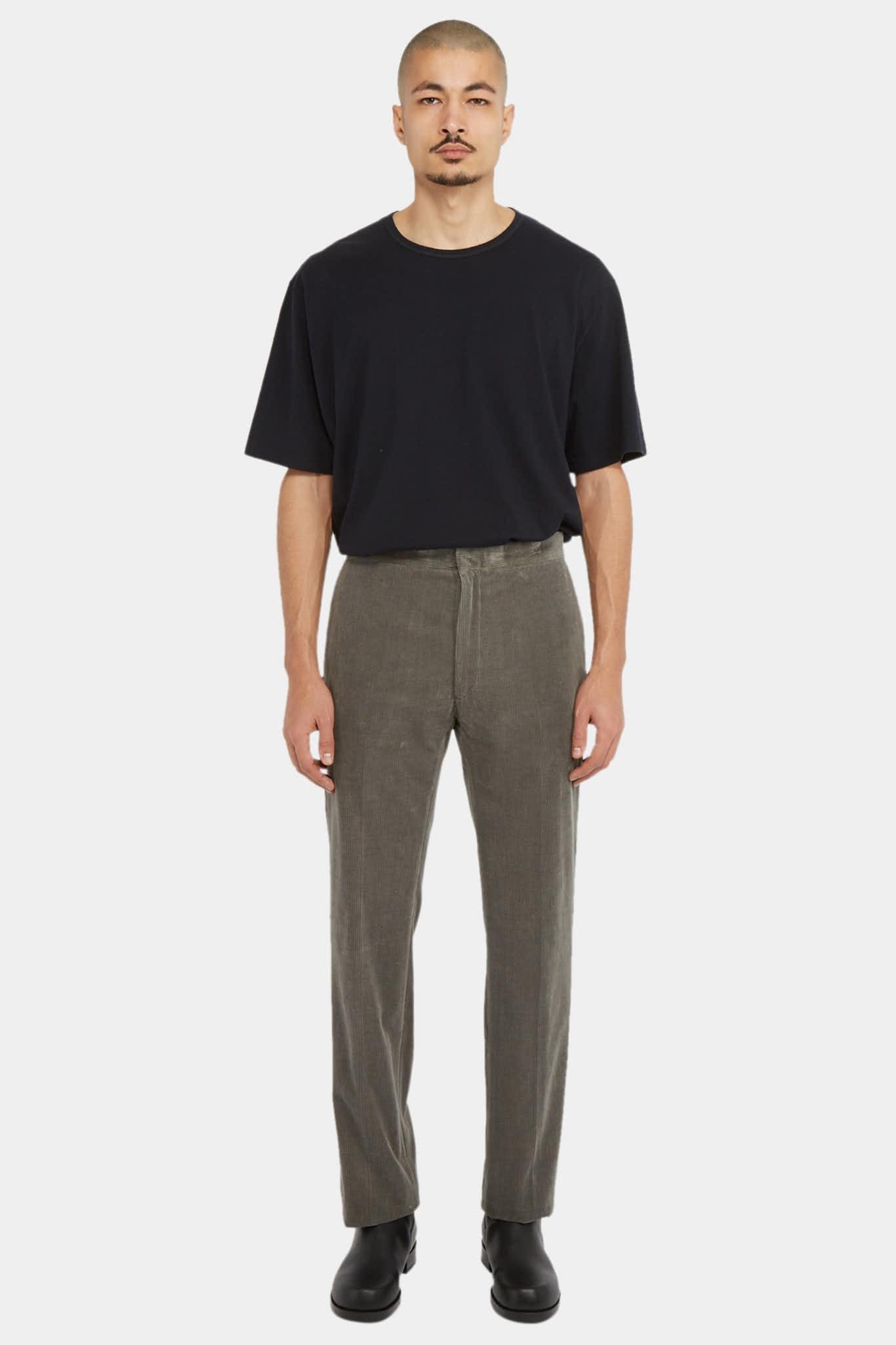 The Row Pantalon côtelé en coton taupe