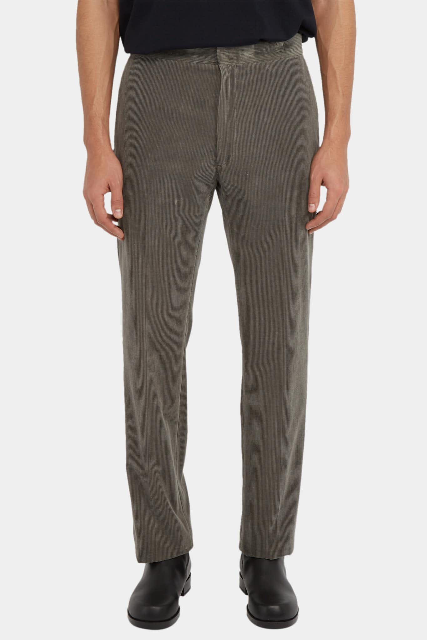 The Row Pantalon côtelé en coton taupe