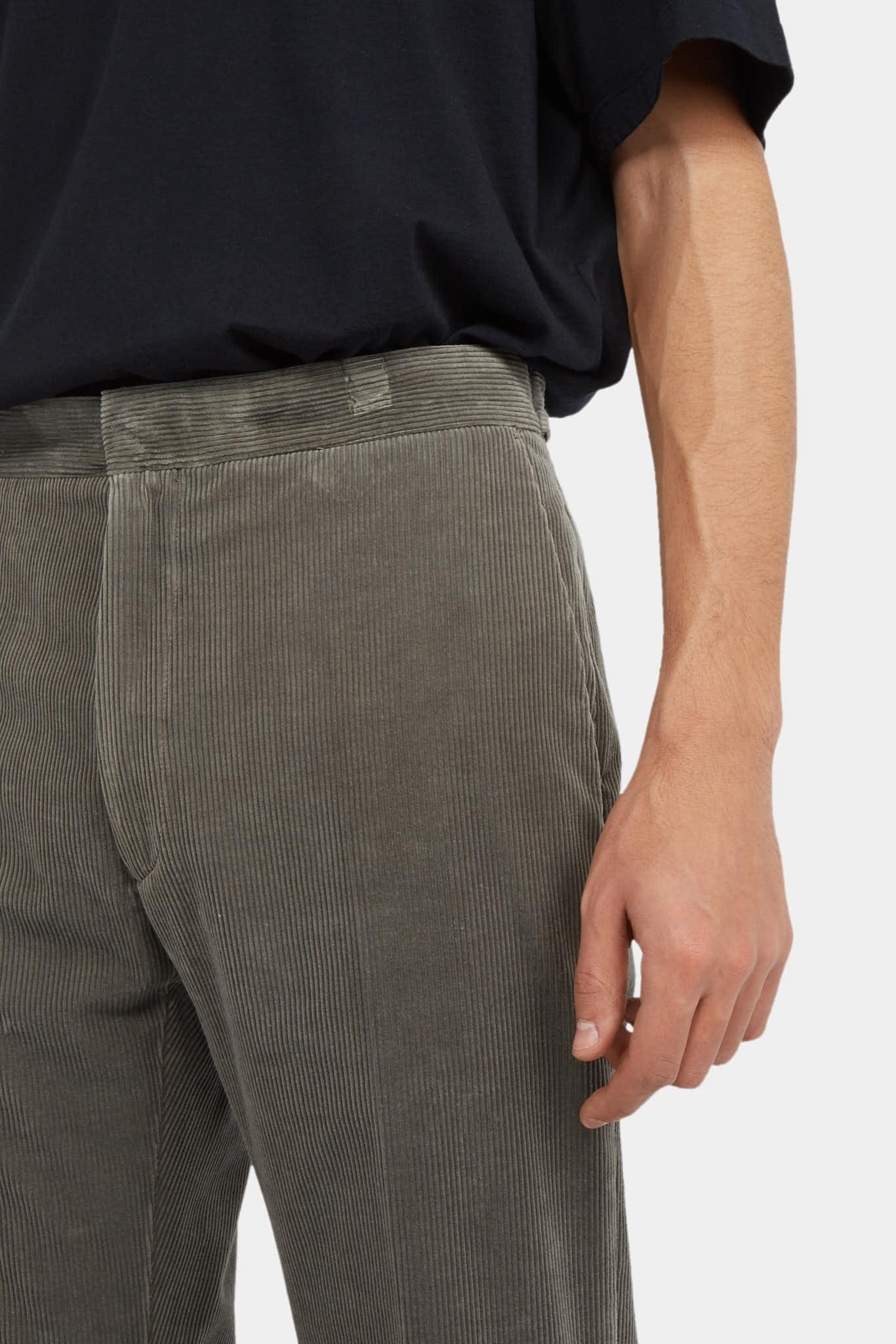 The Row Pantalon côtelé en coton taupe