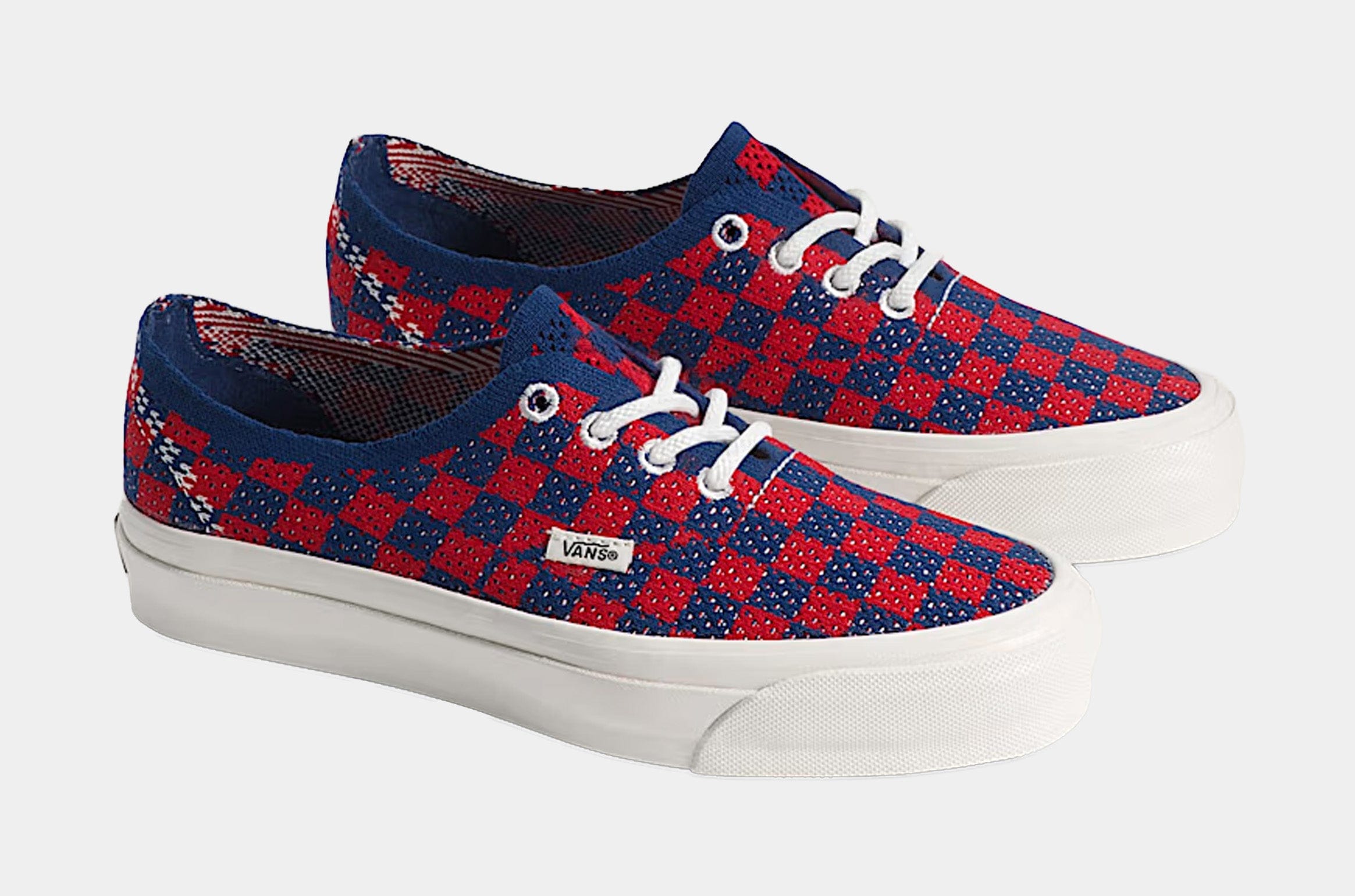 Vans Premium Authentic Checkerboard Mens Lifestyle Shoes (Checkerboard Red/Blue)