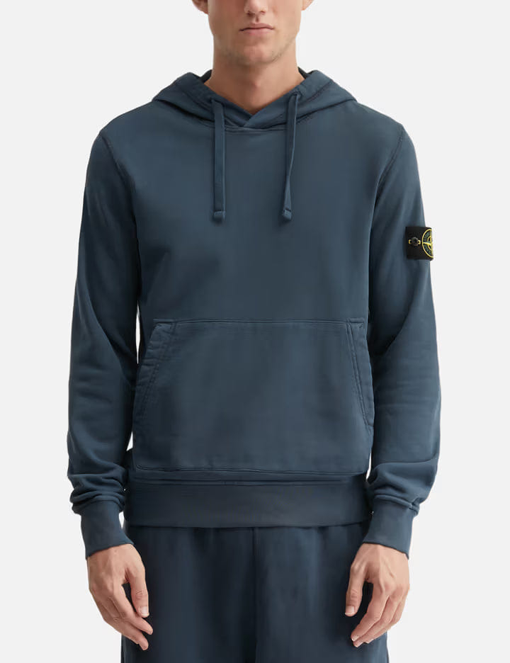 Stone Island Garment Dyed Cotton Fleece Hoodie