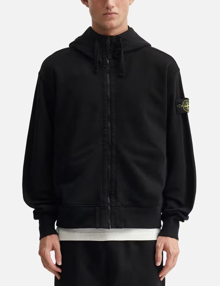 Stone Island Oversized Garment Dyed Cotton Fleece Zip - Up Hoodie
