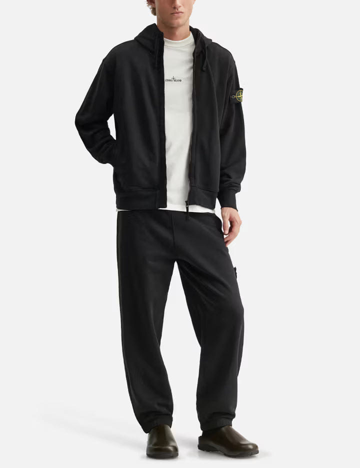Stone Island Oversized Garment Dyed Cotton Fleece Zip - Up Hoodie