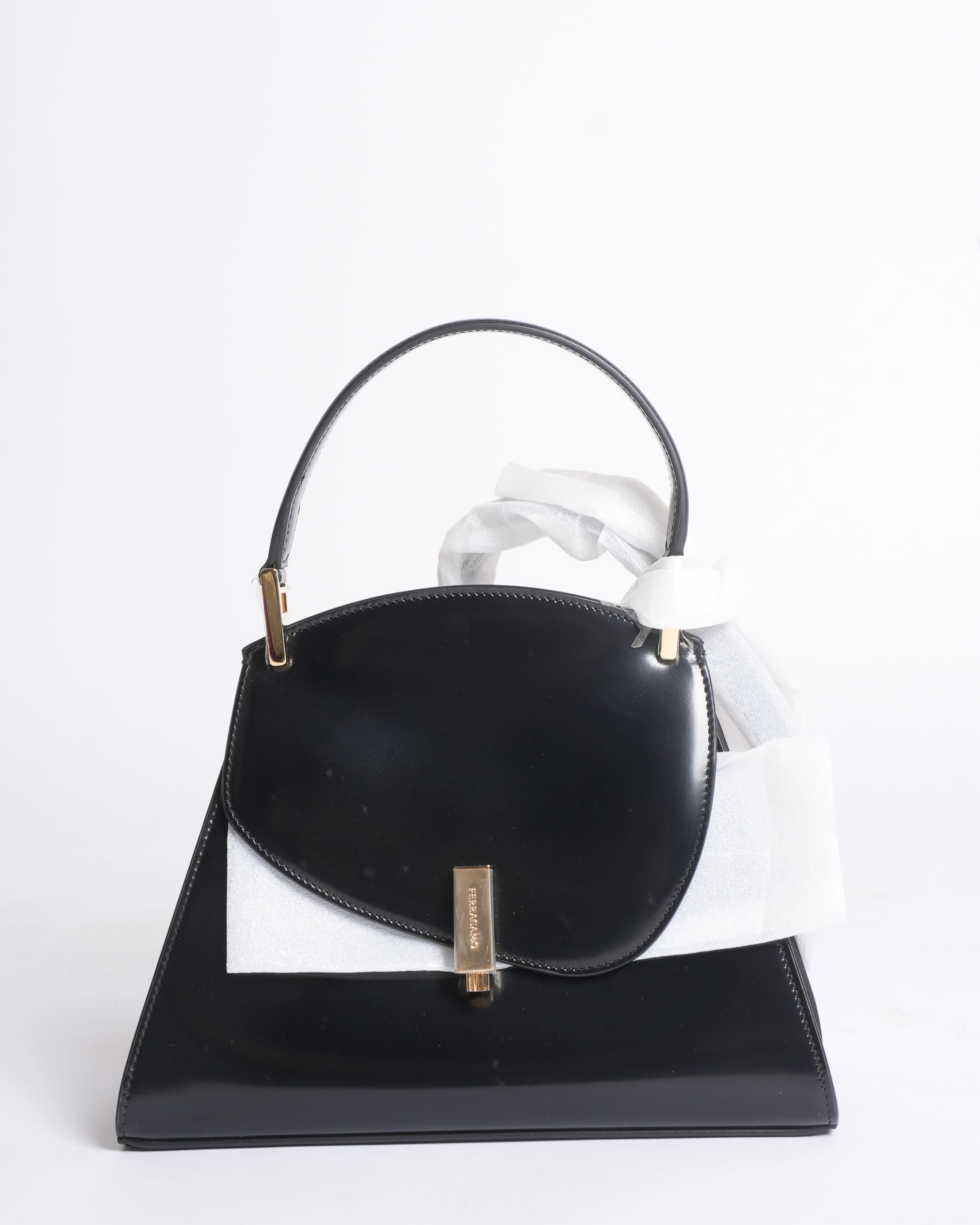Salvatore Ferragamo New Salvatore Ferragamo Geometric Small Top Handle Bag with Crossbody Strap
