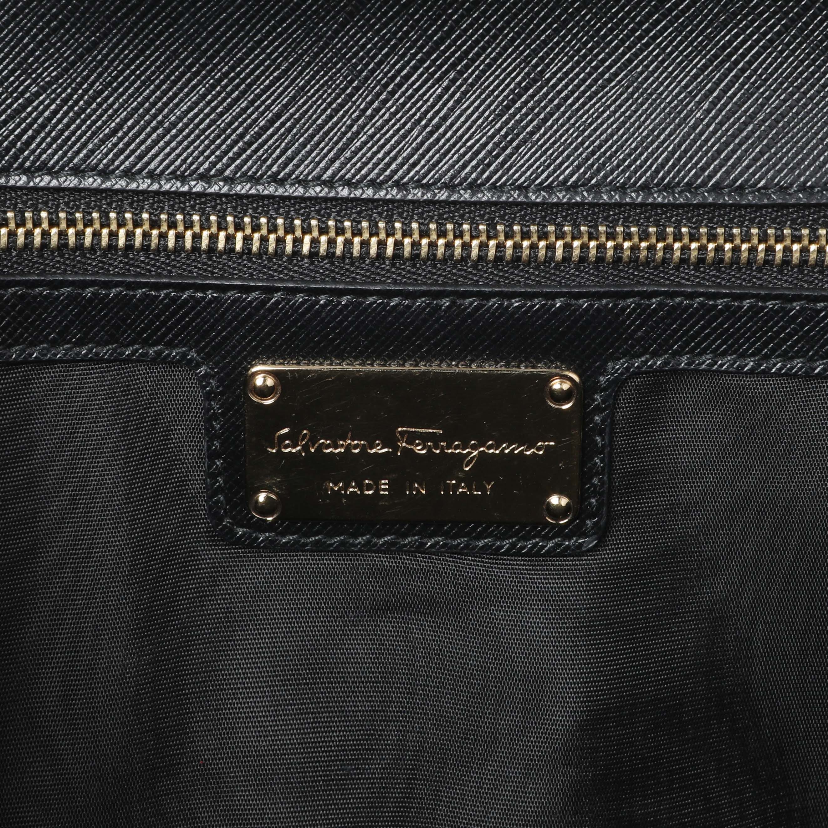 Salvatore Ferragamo Black Calfskin Vara Bow Chain Flap Crossbody