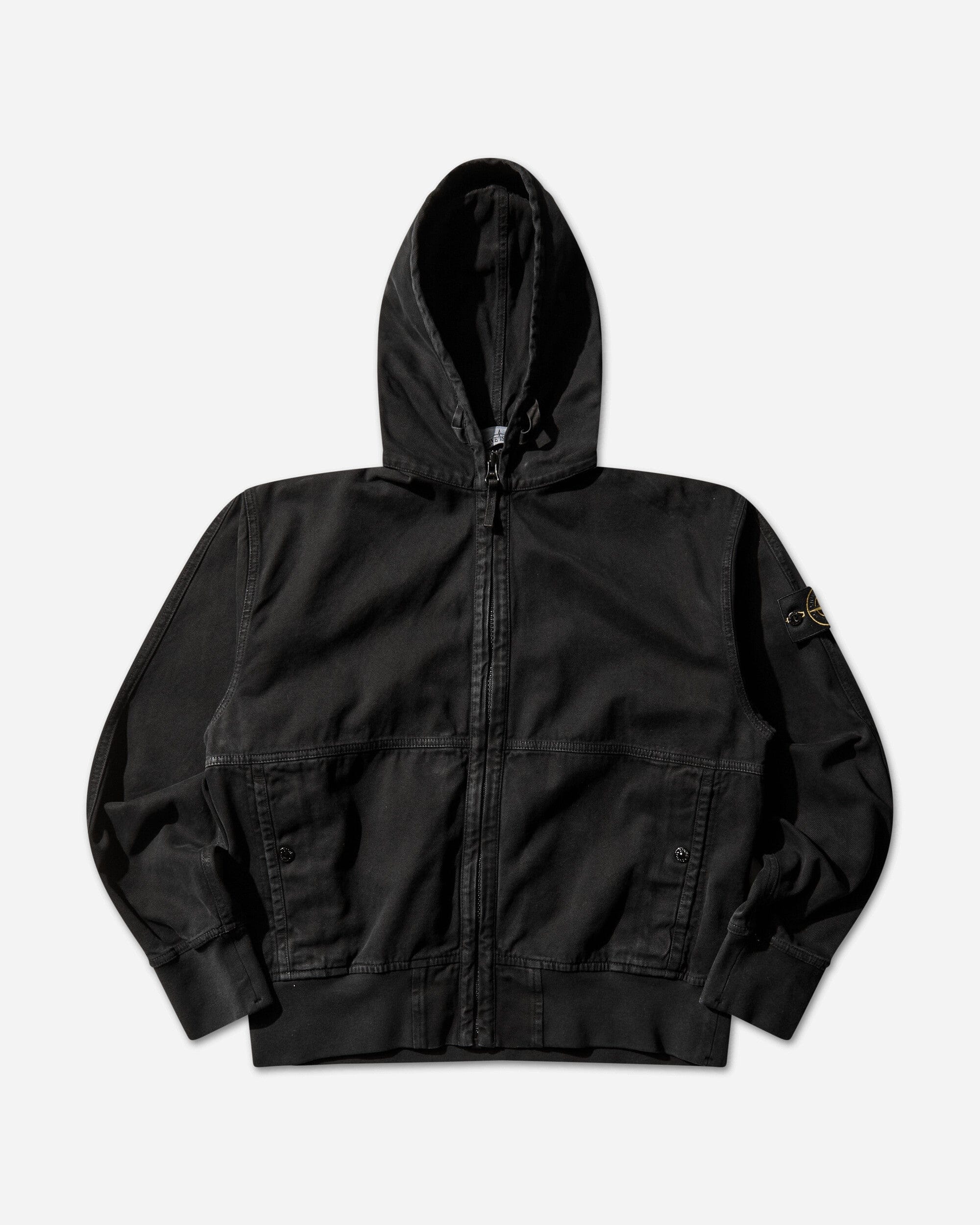Stone Island Men's Organic Panama Cotton OLD Effect Zip Jacket Black