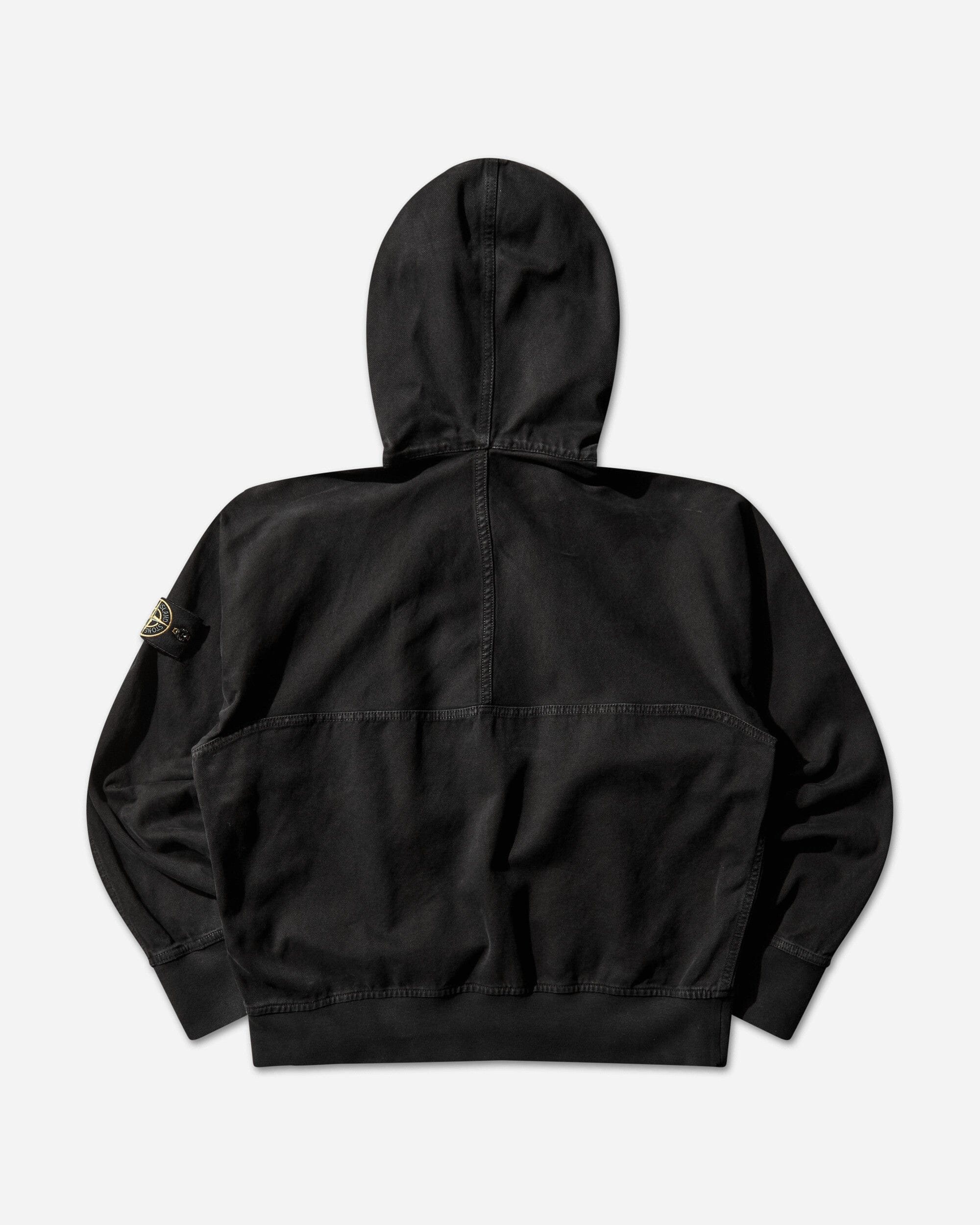 Stone Island Men's Organic Panama Cotton OLD Effect Zip Jacket Black