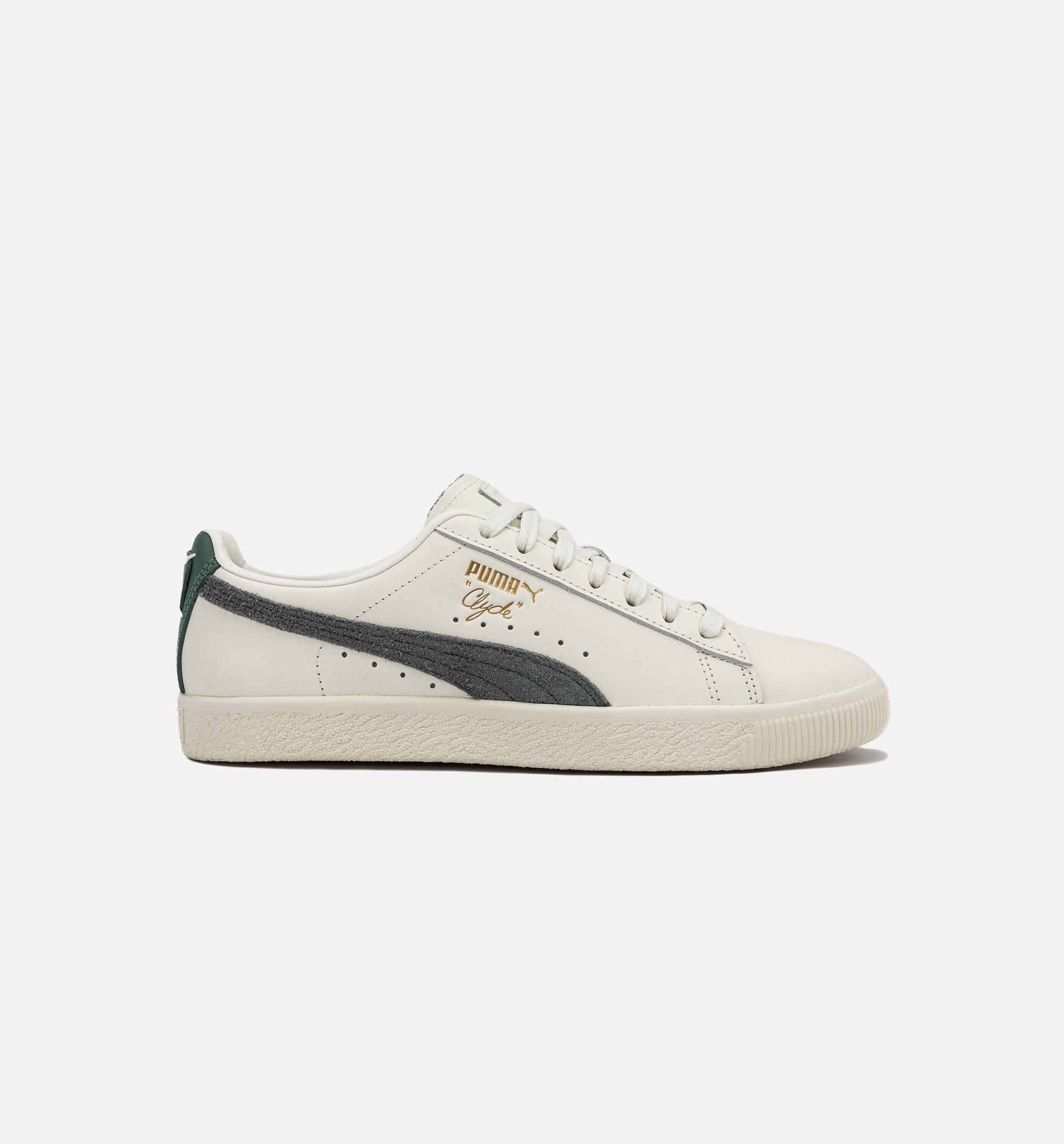 PUMA Clyde Mens Lifestyle Shoe - White/Grey/Eucalyptus Green