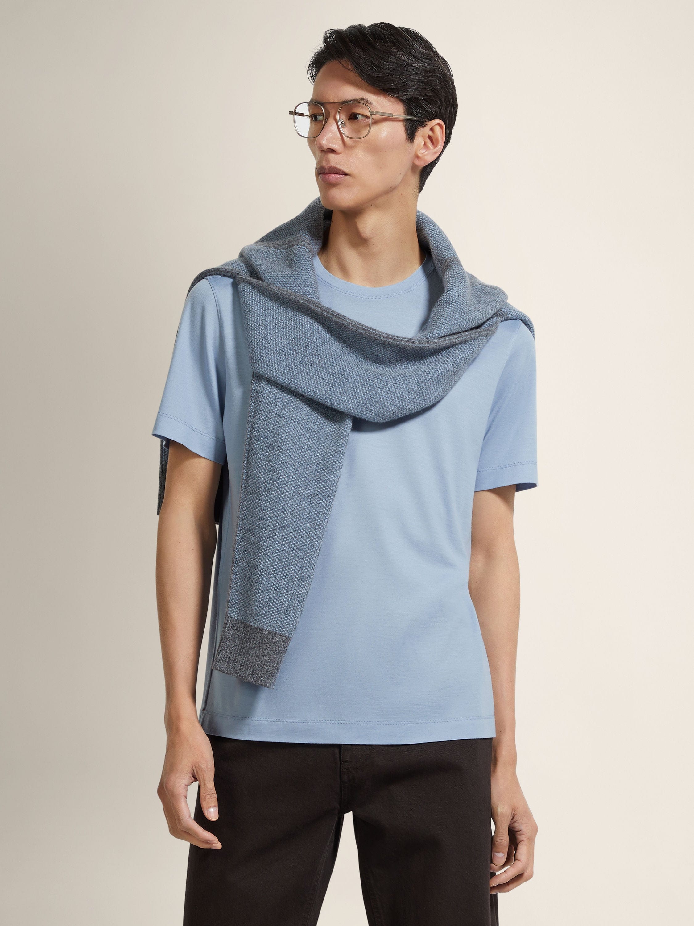 Zegna Light Blue Vellus Aureum T - Shirt
