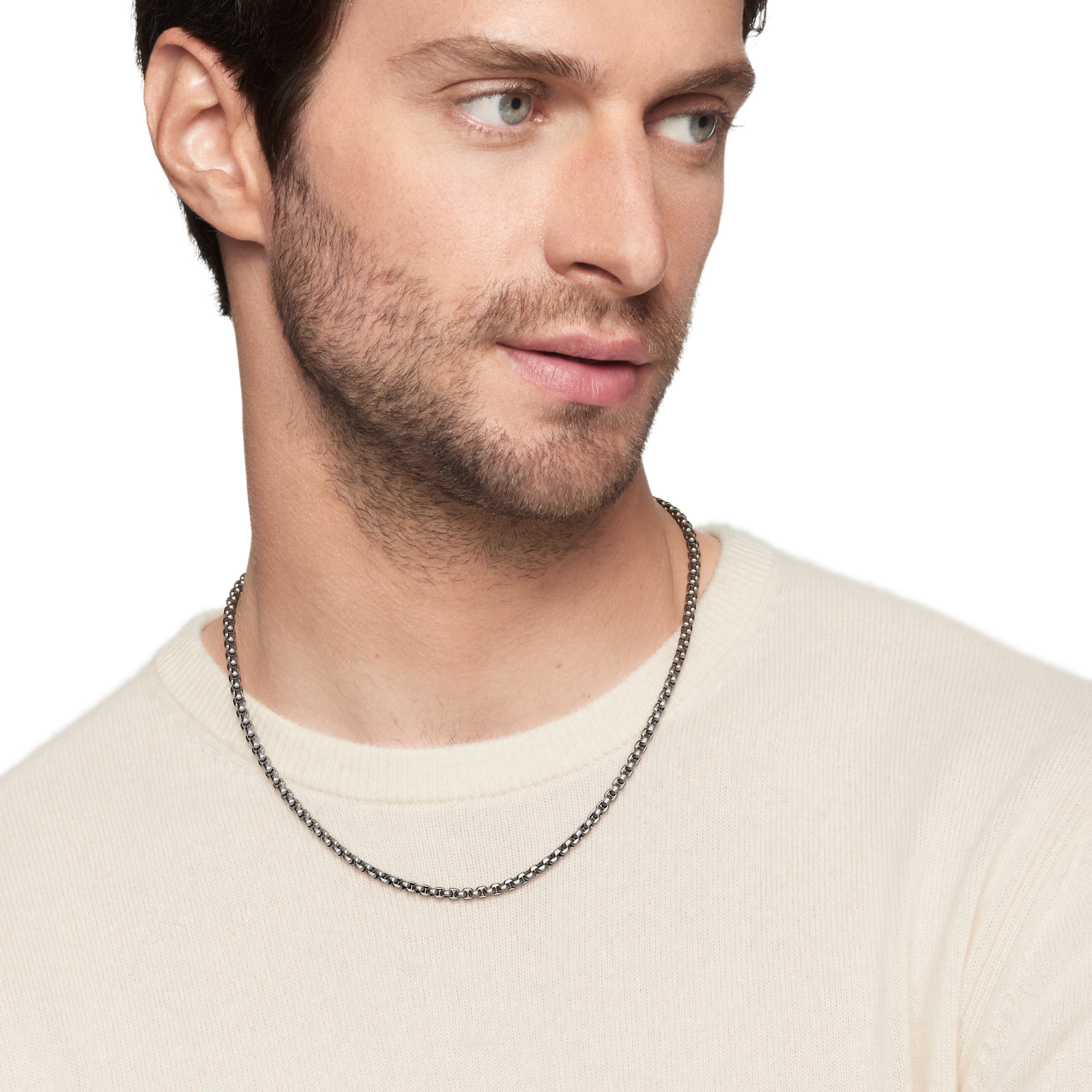 David Yurman Chain Collection Necklace in Grey Titantium with Sterling Silver