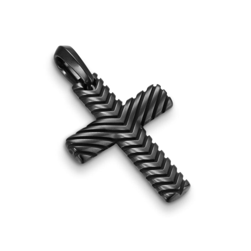David Yurman Chevron Cross Pendant in Black Titanium, 36 mm