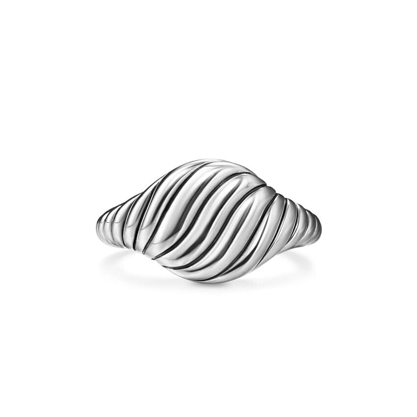 David Yurman Sculpted Cable Pinky Ring in Sterling Silver, 10 mm, Size 3.5