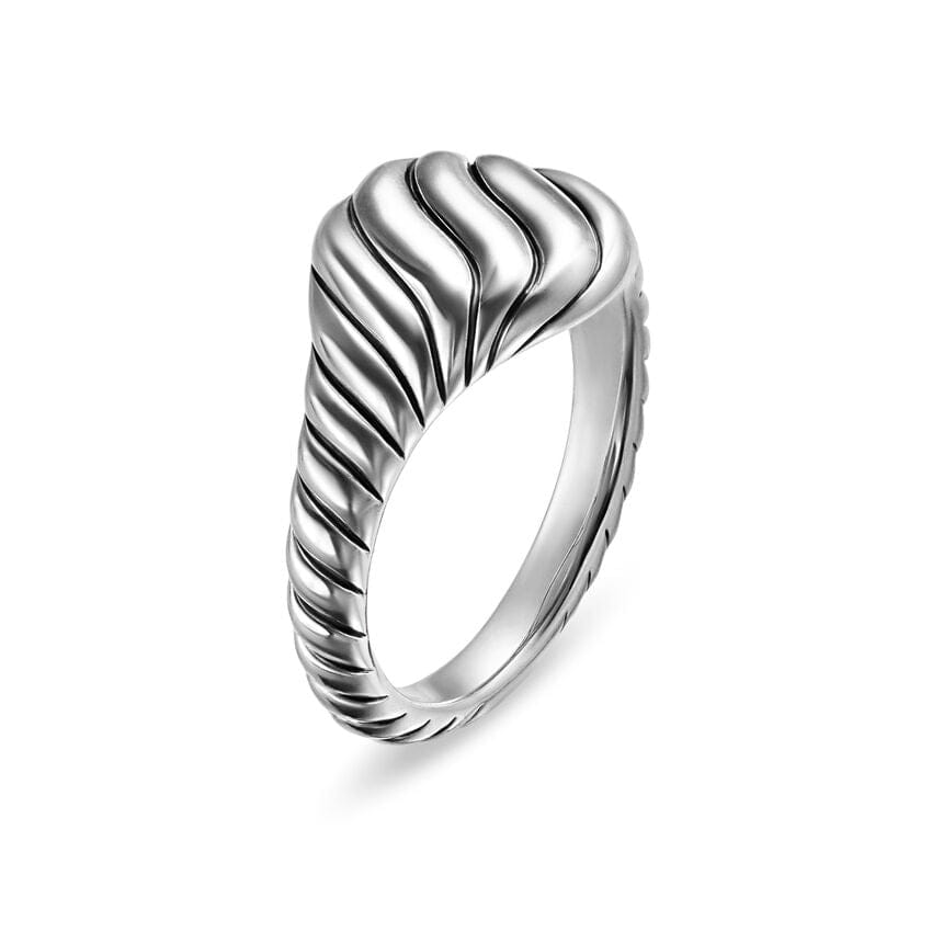 David Yurman Sculpted Cable Pinky Ring in Sterling Silver, 10 mm, Size 3.5