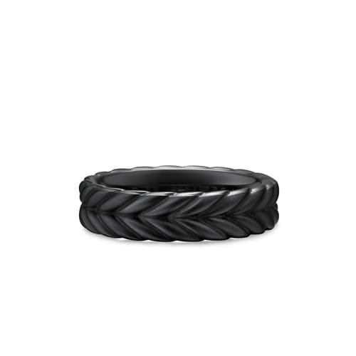David Yurman Chevron Band Ring in Black Titanium, 6.2 mm, Size 8