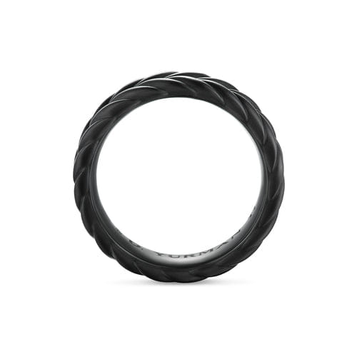 David Yurman Chevron Band Ring in Black Titanium, 6.2 mm, Size 8