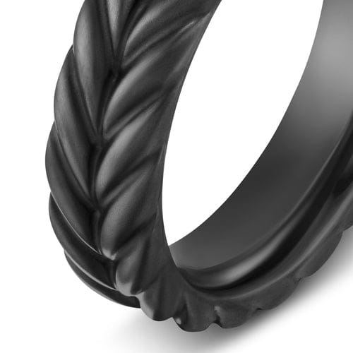David Yurman Chevron Band Ring in Black Titanium, 6.2 mm, Size 8
