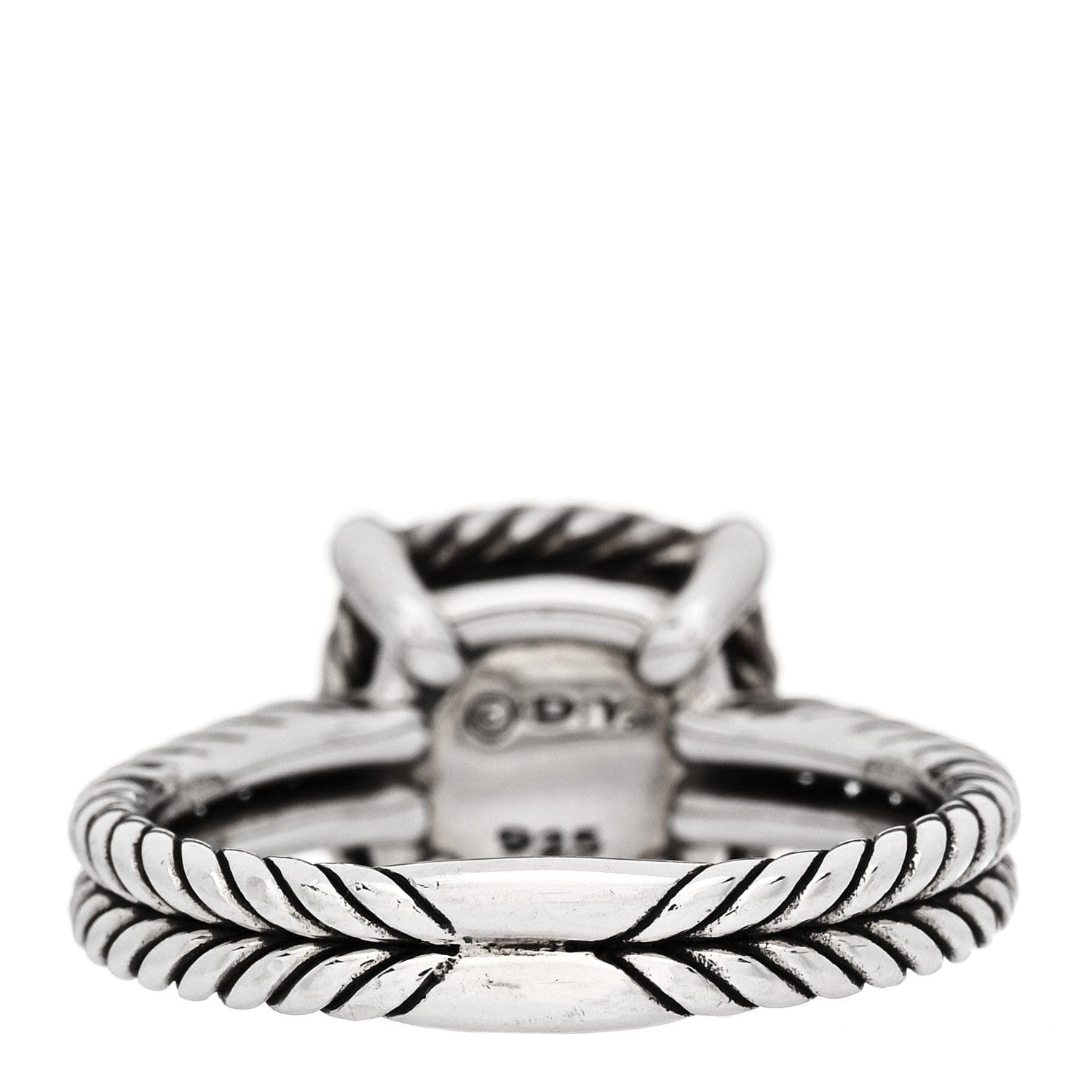 David Yurman Sterling Silver Diamond Black Orchid 9 mm Chatelaine Pave Bezel Ring 57 8