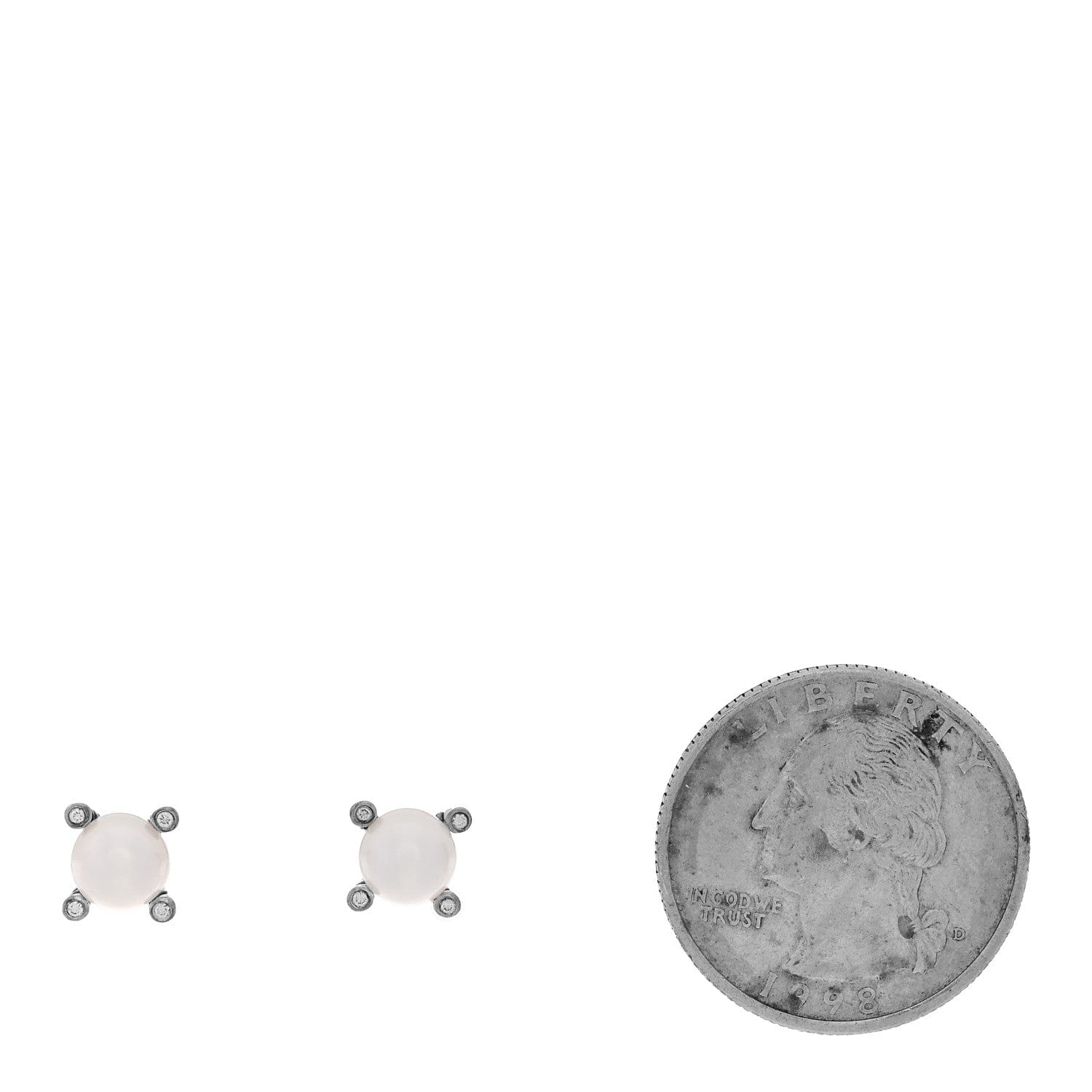 David Yurman Sterling Silver Diamond Cultured Pearl 6 - 6.5 mm Cable Stud Earrings