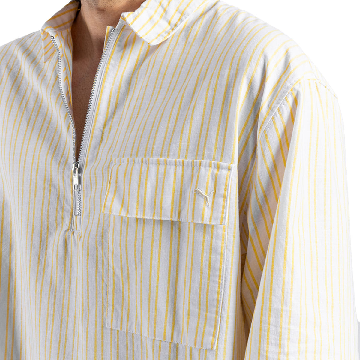 PUMA MMQ Men's Half - Zip Relaxed Fit Shirt Sunny Yellow