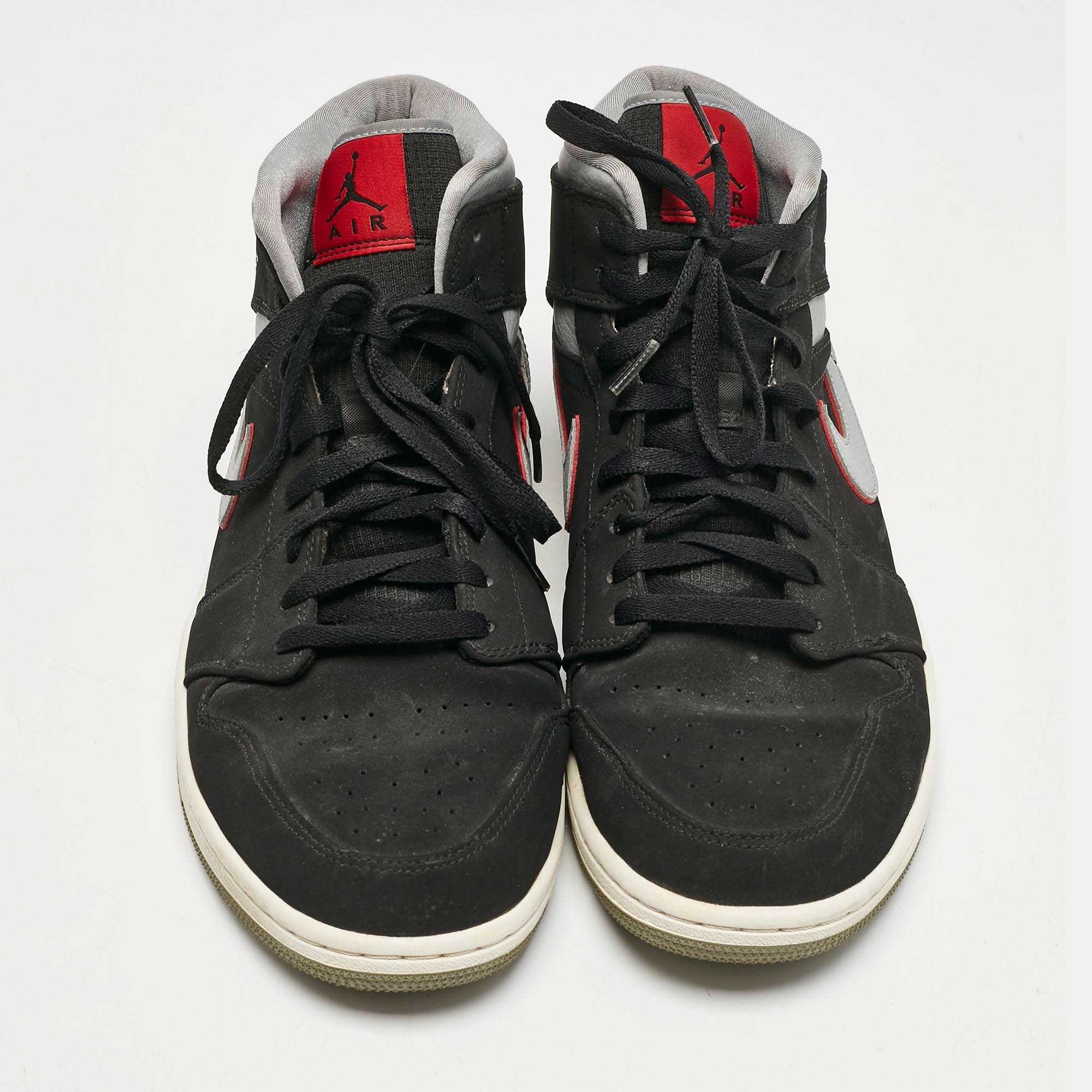 Jordan 1 Mid Air Jordans Black/grey Durabuck And Leather Jordan 1 Mid Black Particle Grey Gym Red Sneakers