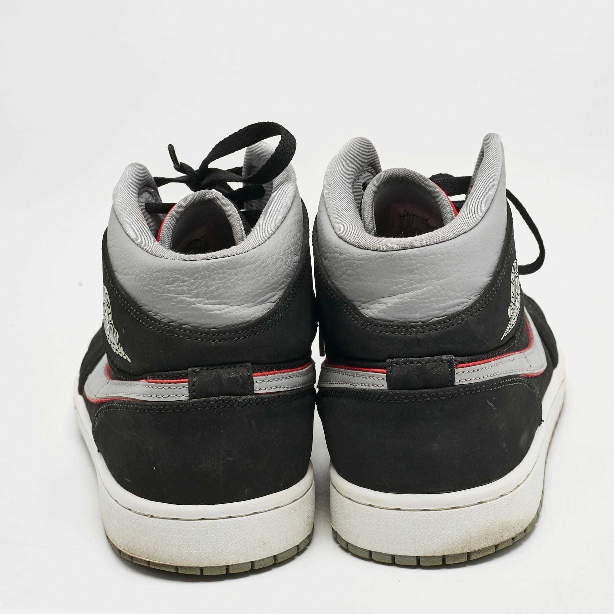 Jordan 1 Mid Air Jordans Black/grey Durabuck And Leather Jordan 1 Mid Black Particle Grey Gym Red Sneakers