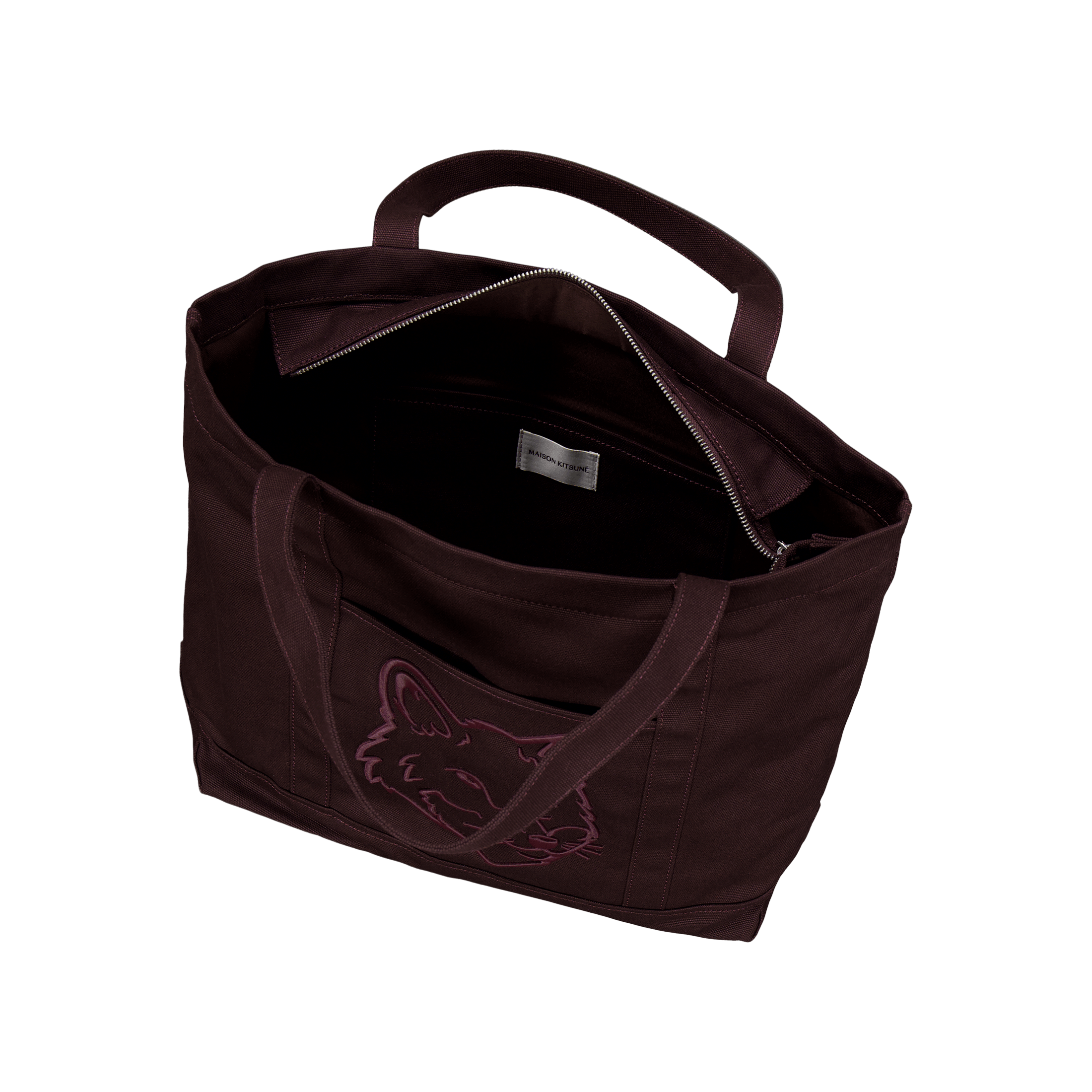 Maison Kitsuné Fox Head Classic Tote Bag Pecan Brown