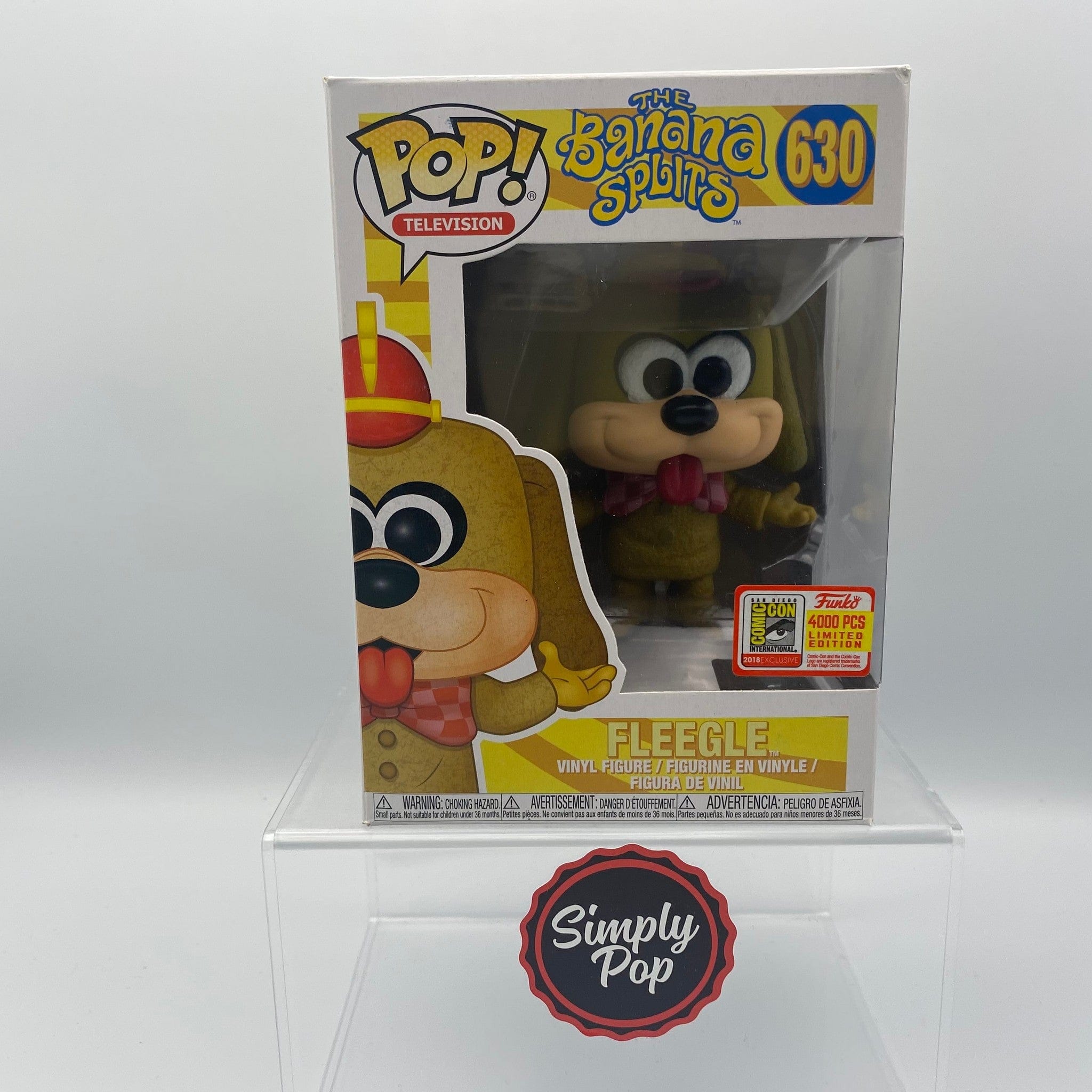 Funko Pop Fleegle #630 The Banana Splits 2018 SDCC San Diego Con Official Sticker LE 4000 pcs