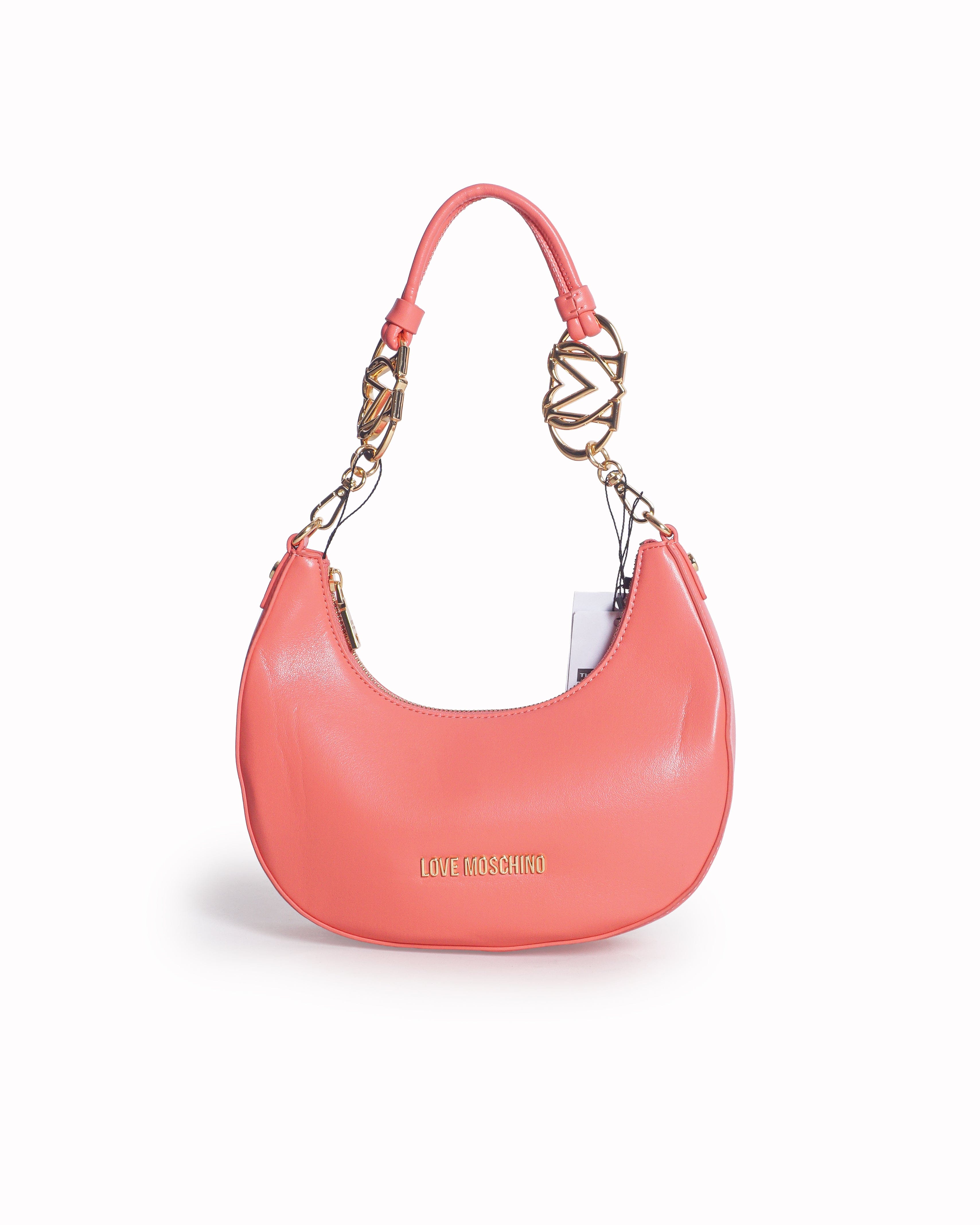 Moschino Love Moschino Coral Pink Heart M Logo Jewel Shoulder Bag