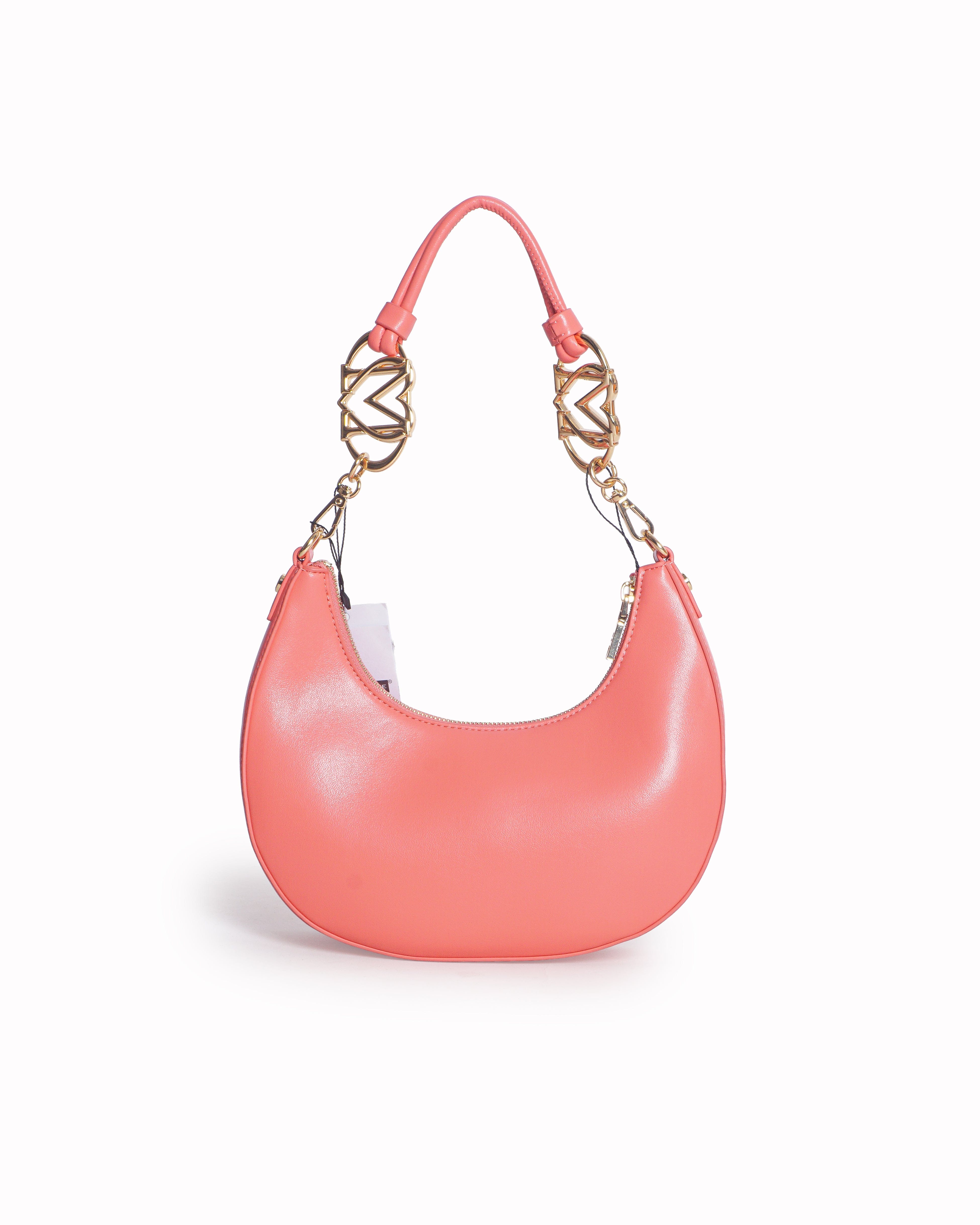 Moschino Love Moschino Coral Pink Heart M Logo Jewel Shoulder Bag