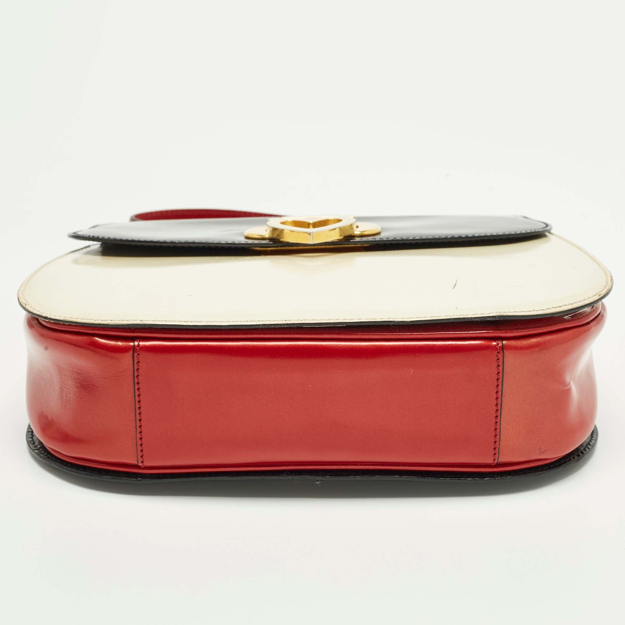 Moschino Tricolor Patent Leather Flap Shoulder Bag