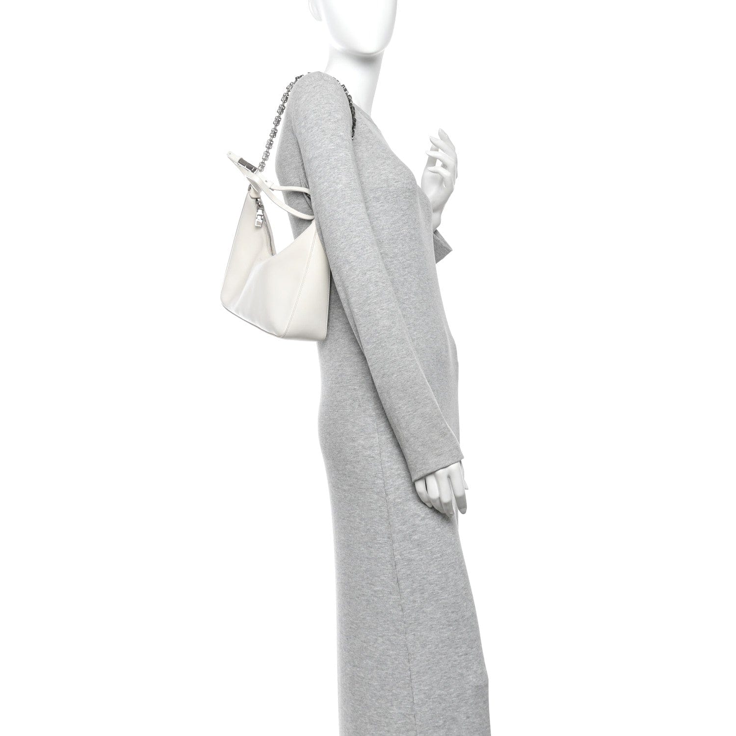 Givenchy Smooth Calfskin Small Moon Cut Out Shoulder Bag Ivory