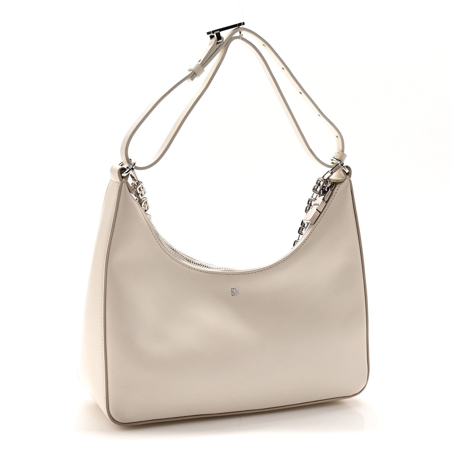Givenchy Smooth Calfskin Small Moon Cut Out Shoulder Bag Ivory