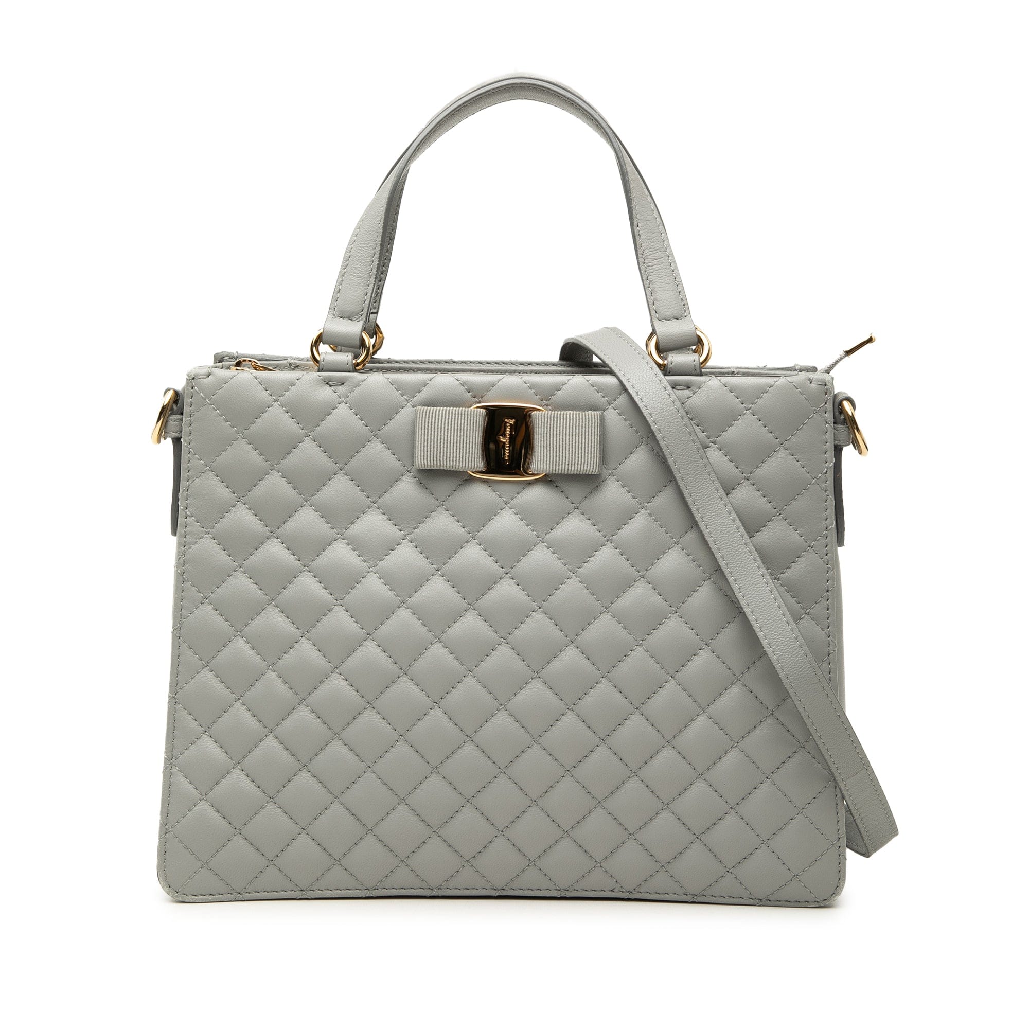 Ferragamo Quilted Leather Vara Bow Tracy Satchel