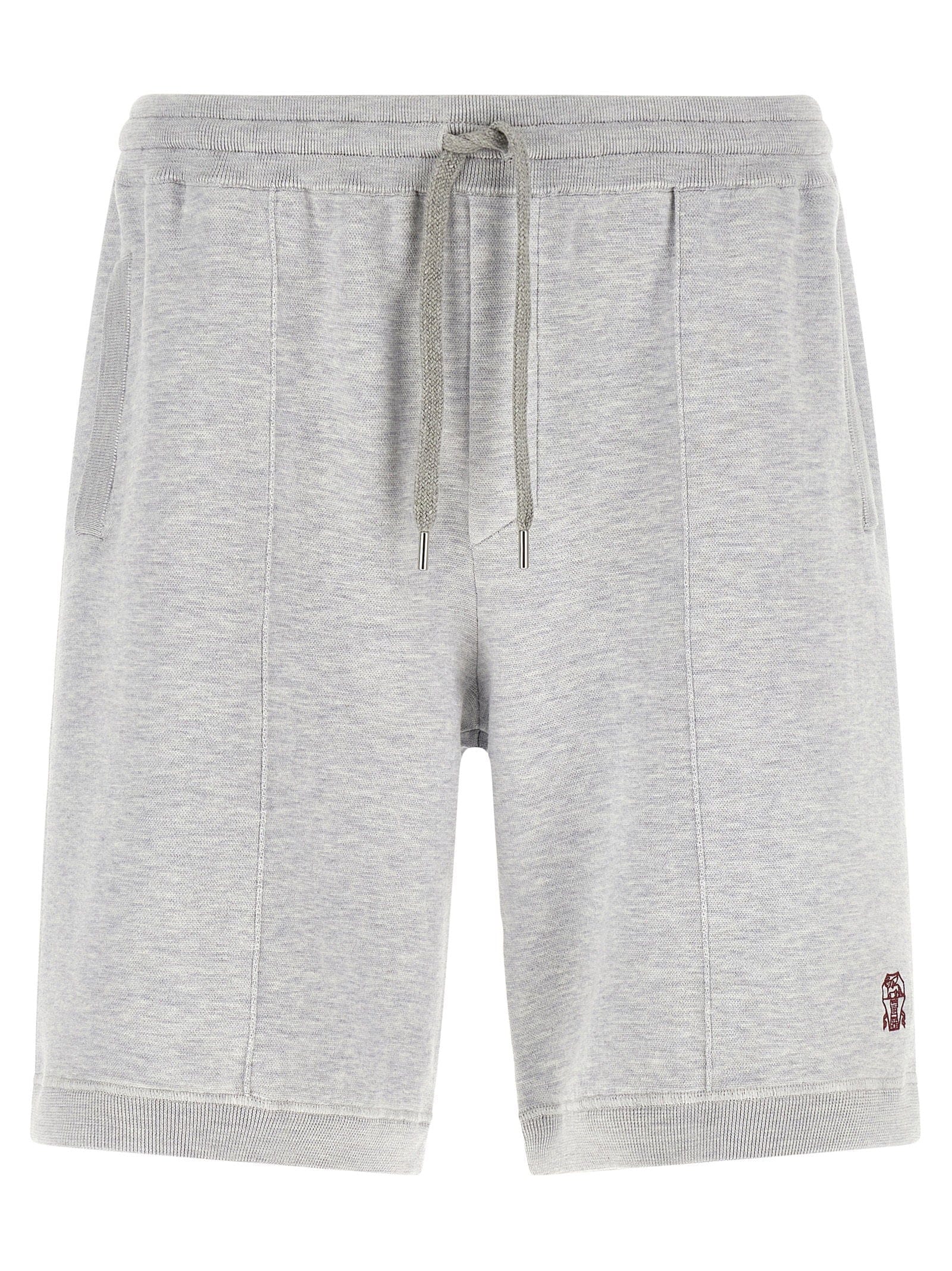 Brunello Cucinelli Double Knit Silk - Cotton Bermuda Shorts — Gray