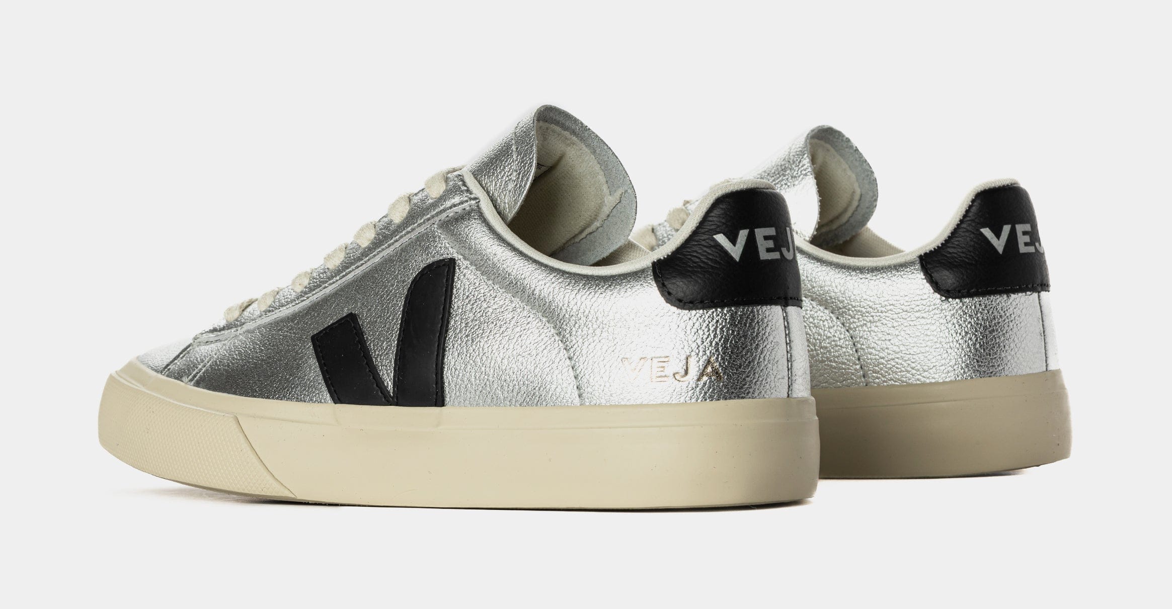 VEJA Campo Leather Womens Lifestyle Shoes (Silver/Black)