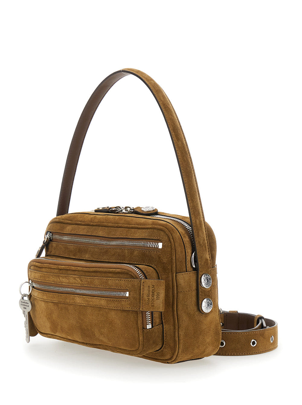 Acne Studios Women Crossbody Bag Camero Party With Front Pockets In Brown Suede For Women