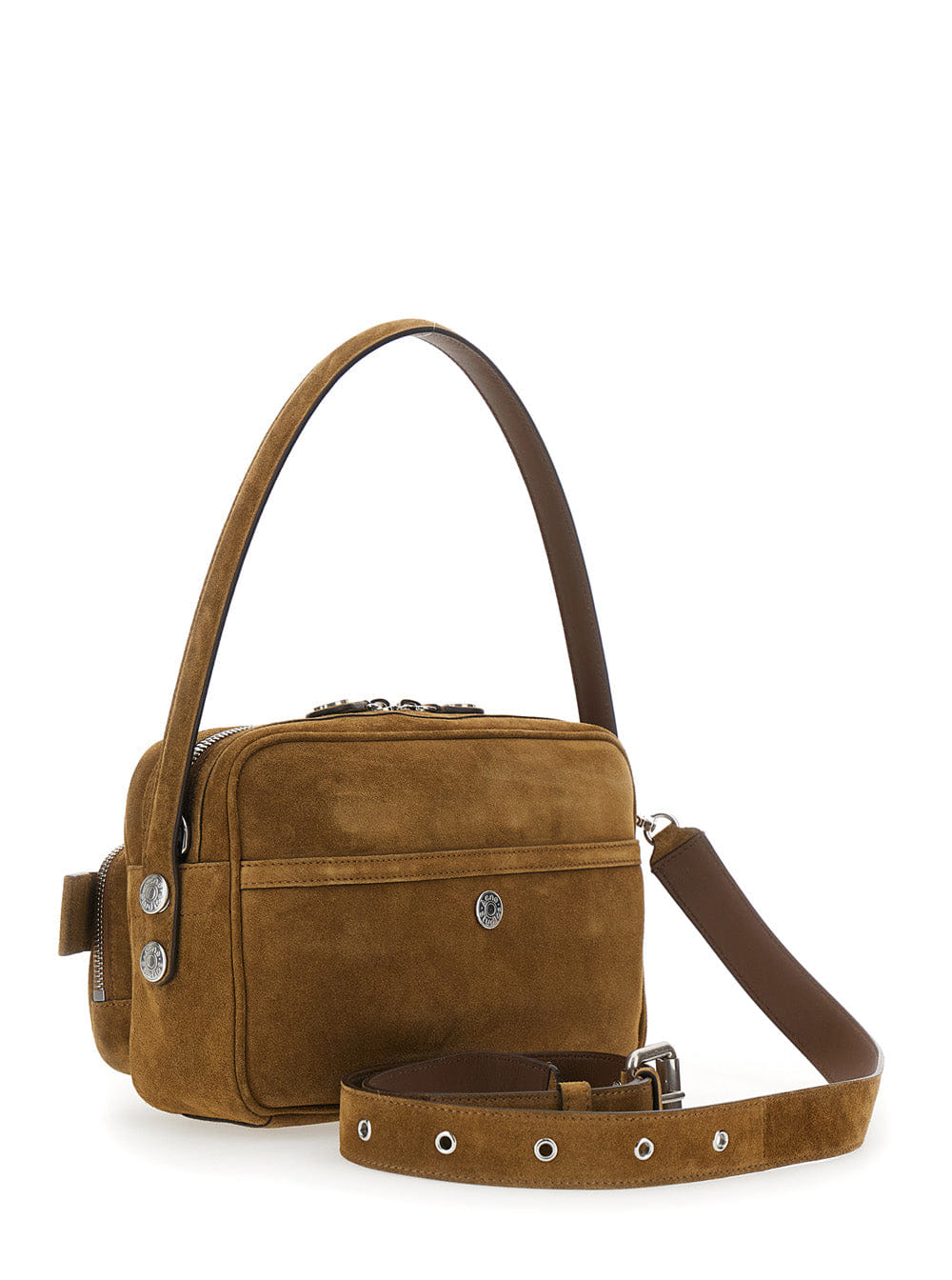 Acne Studios Women Crossbody Bag Camero Party With Front Pockets In Brown Suede For Women