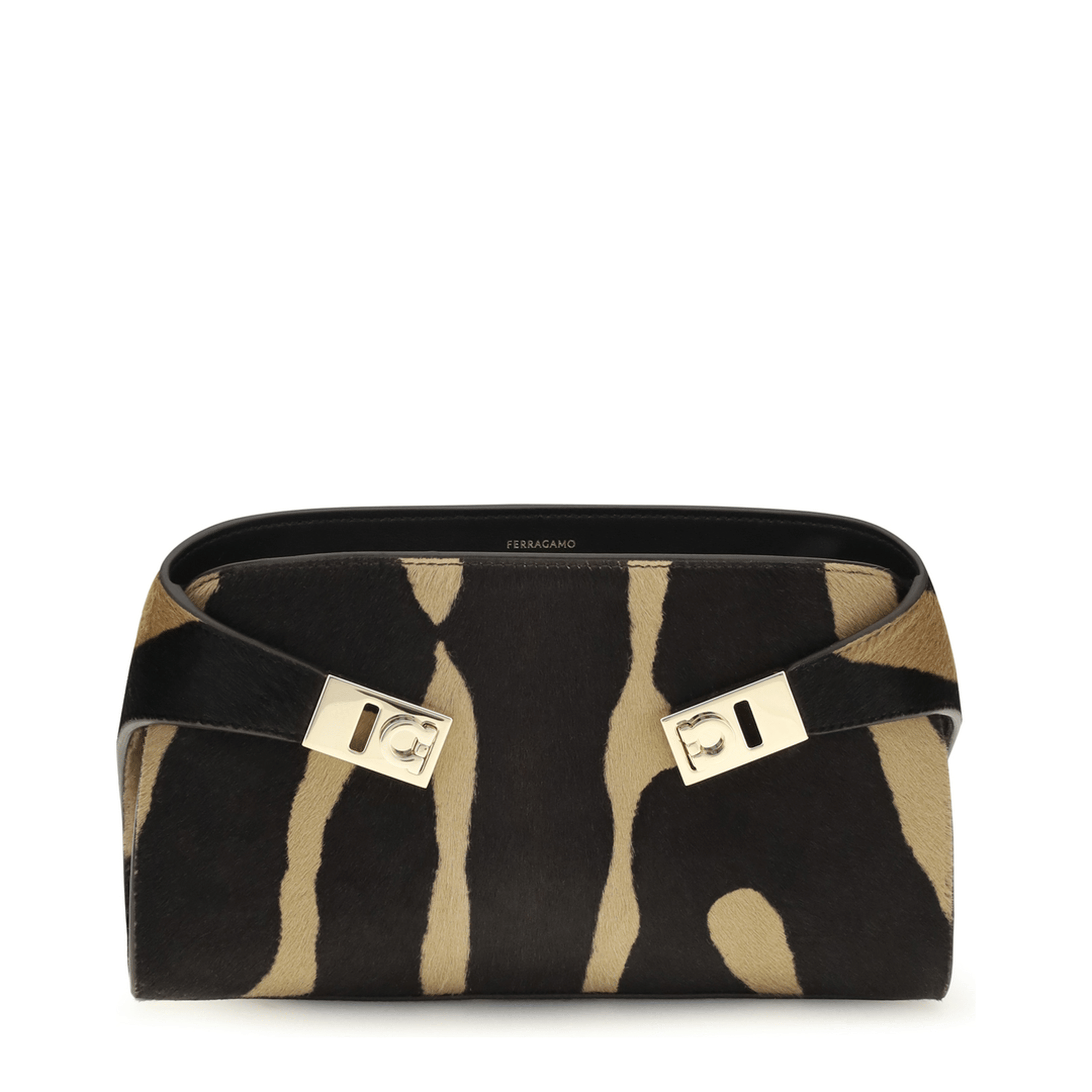 Ferragamo Hug Mini Horsehair Crossbody - Black/Brown Zebra Stripe