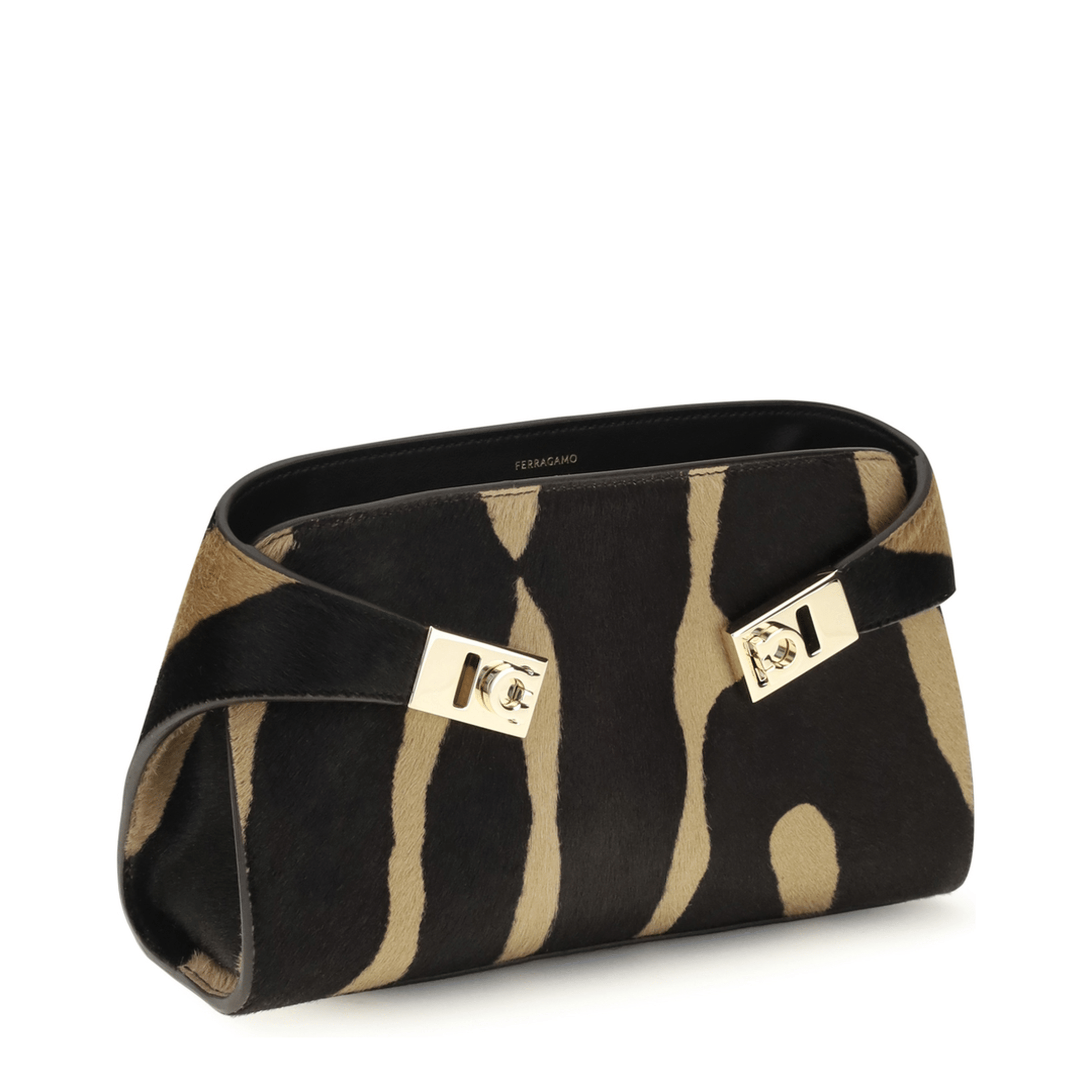 Ferragamo Hug Mini Horsehair Crossbody - Black/Brown Zebra Stripe