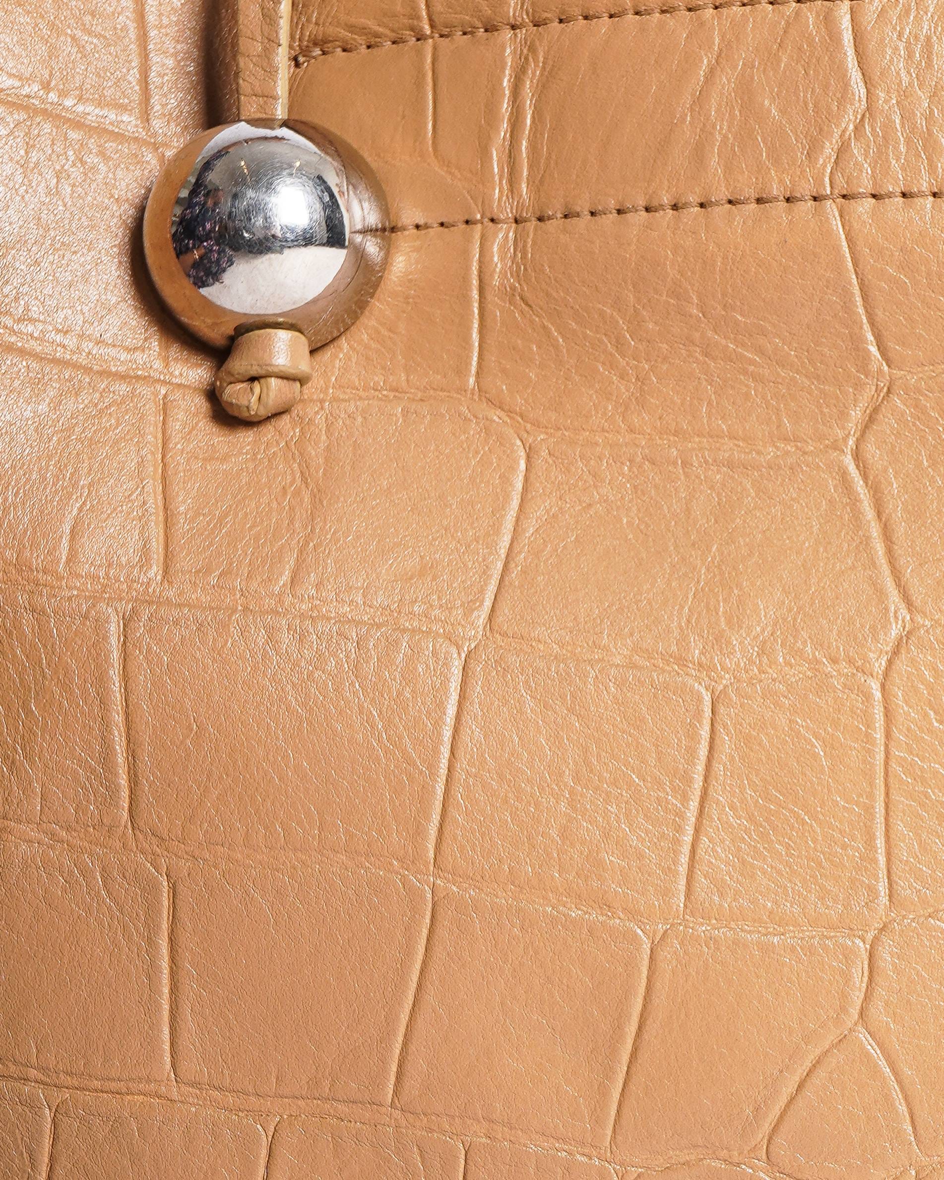 Furla beige leather embossed tote bag