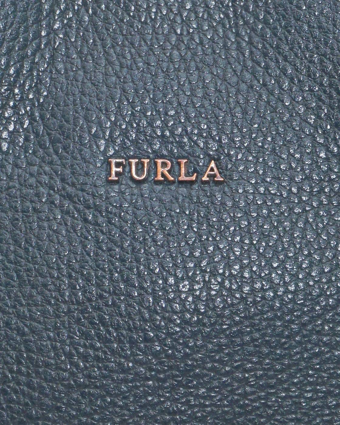 Furla Forest Green Grained Leather Zip - Top Tote Bag