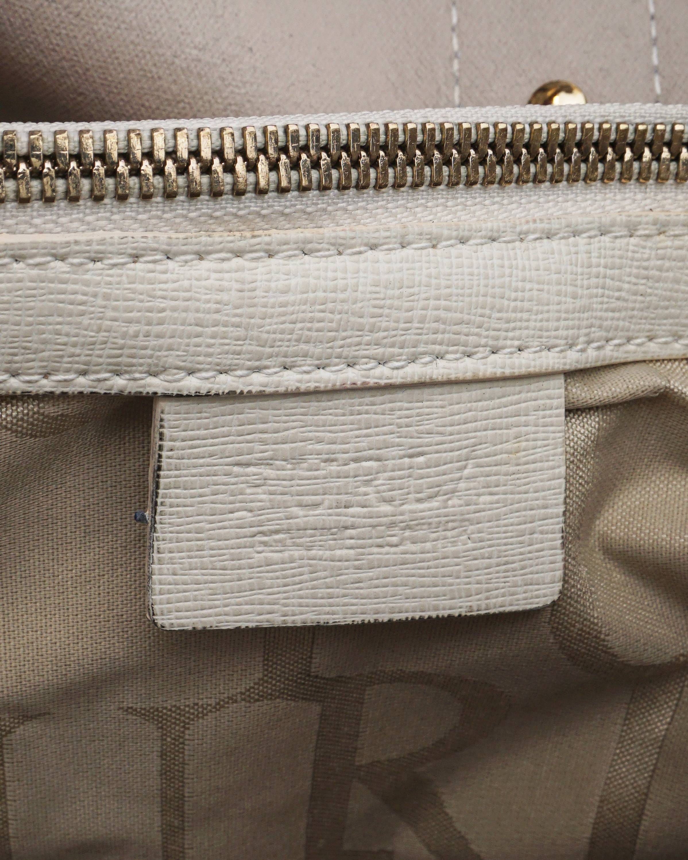Furla Off - White Leather Shopper Tote Bag