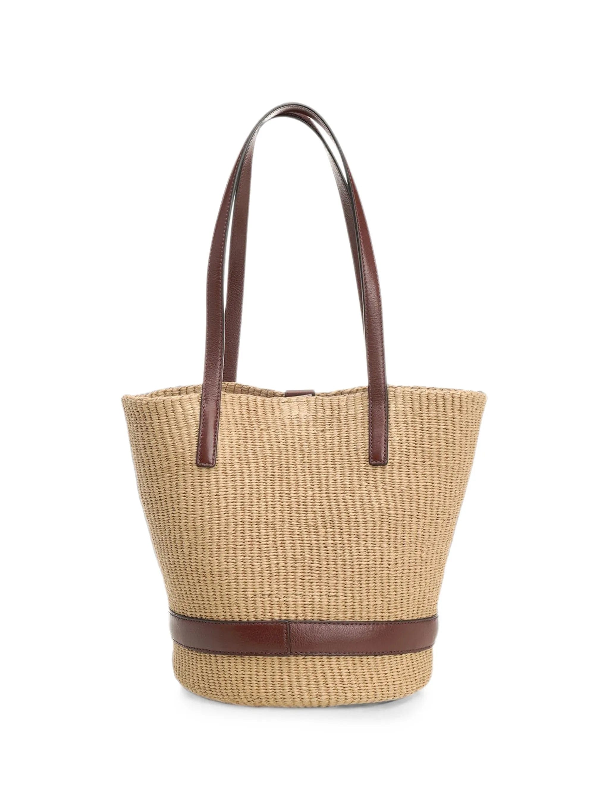CHLOE CHARMS RAFFIA AND LEATHER TOTE BAG