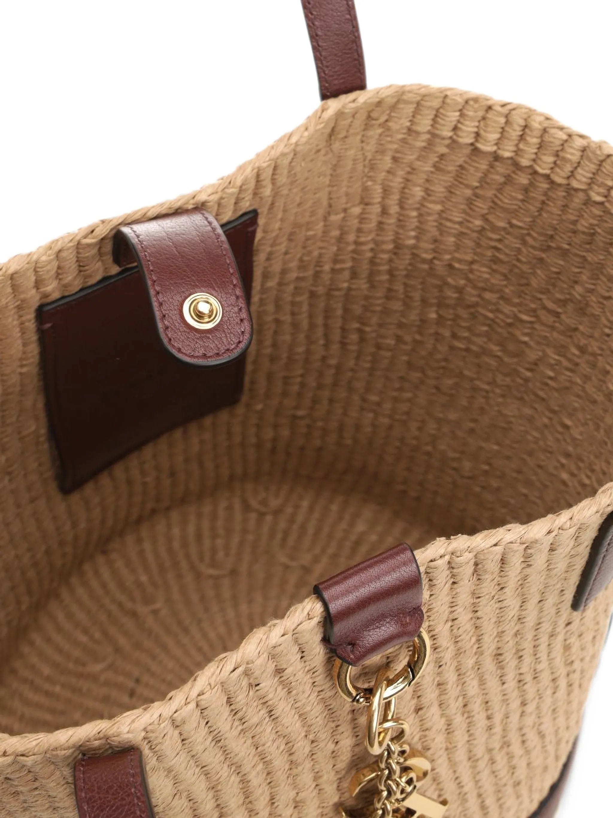 CHLOE CHARMS RAFFIA AND LEATHER TOTE BAG