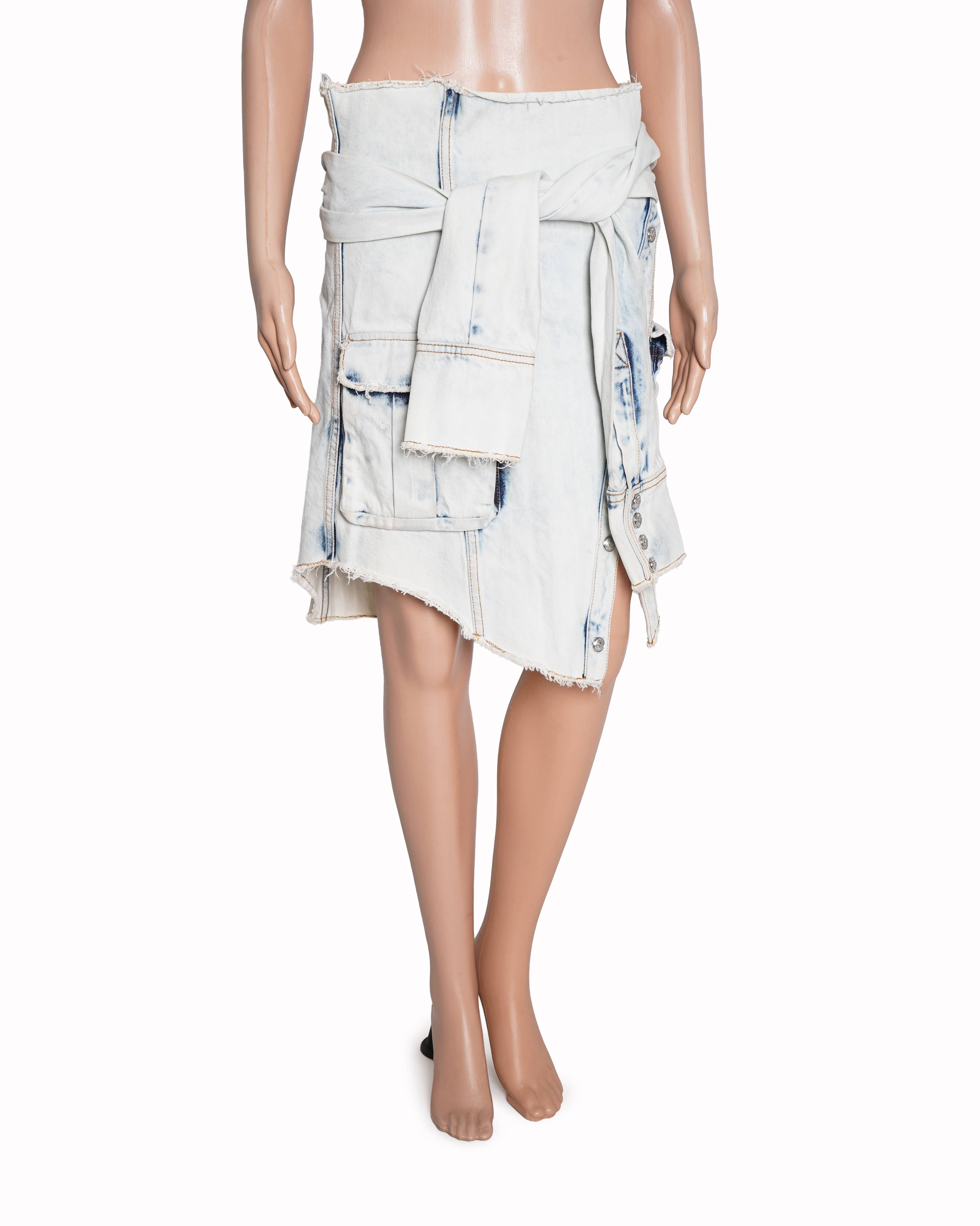 Balmain Light Wash Jacket - Tie Denim Skirt