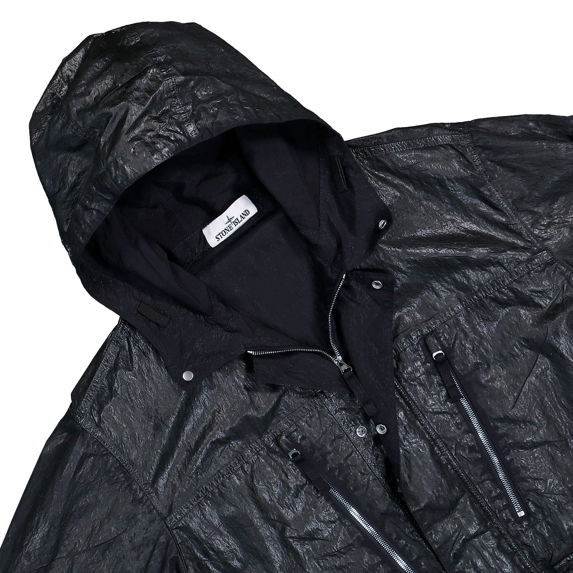 Stone Island Slick Nylon Tela - TC Hooded Jacket With Multiple Pockets